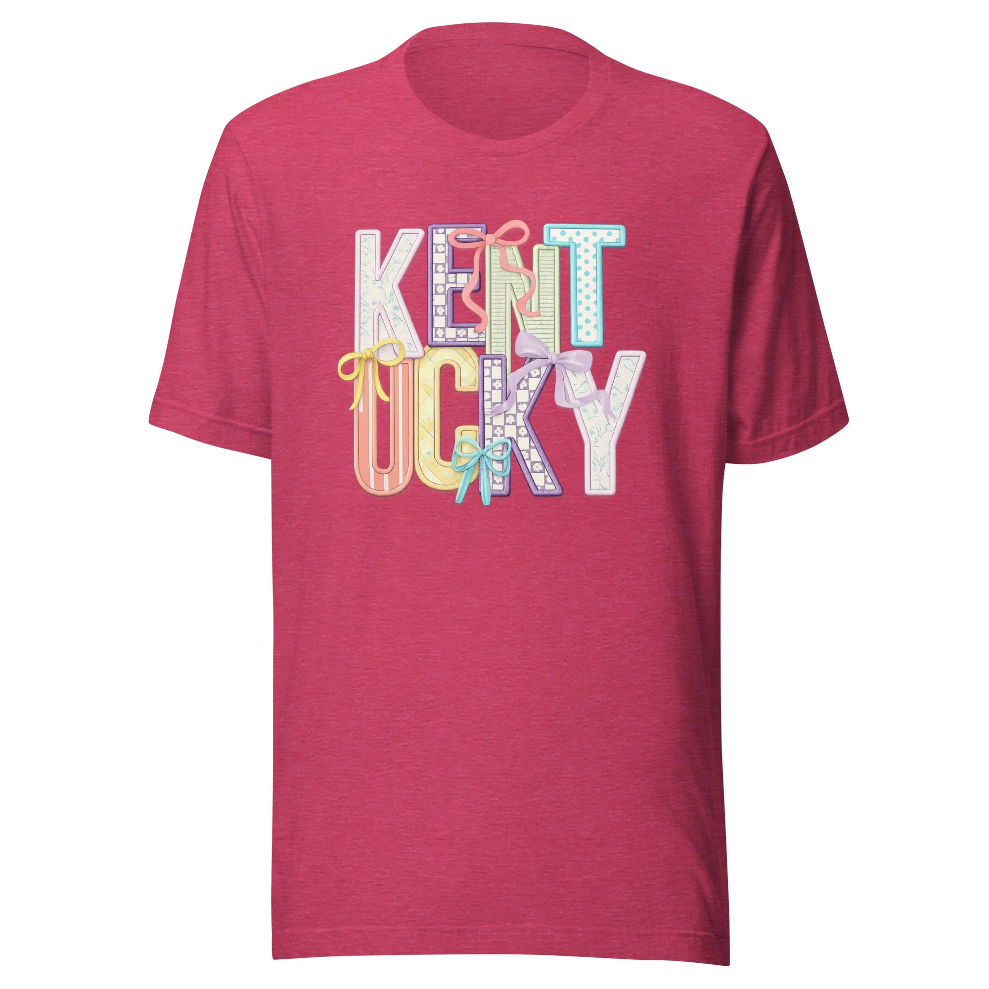 Kentucky Pastel Bow Script Tee | Patchwork Coquette Design | Classic - Bluegrass Elite Apparel LLC