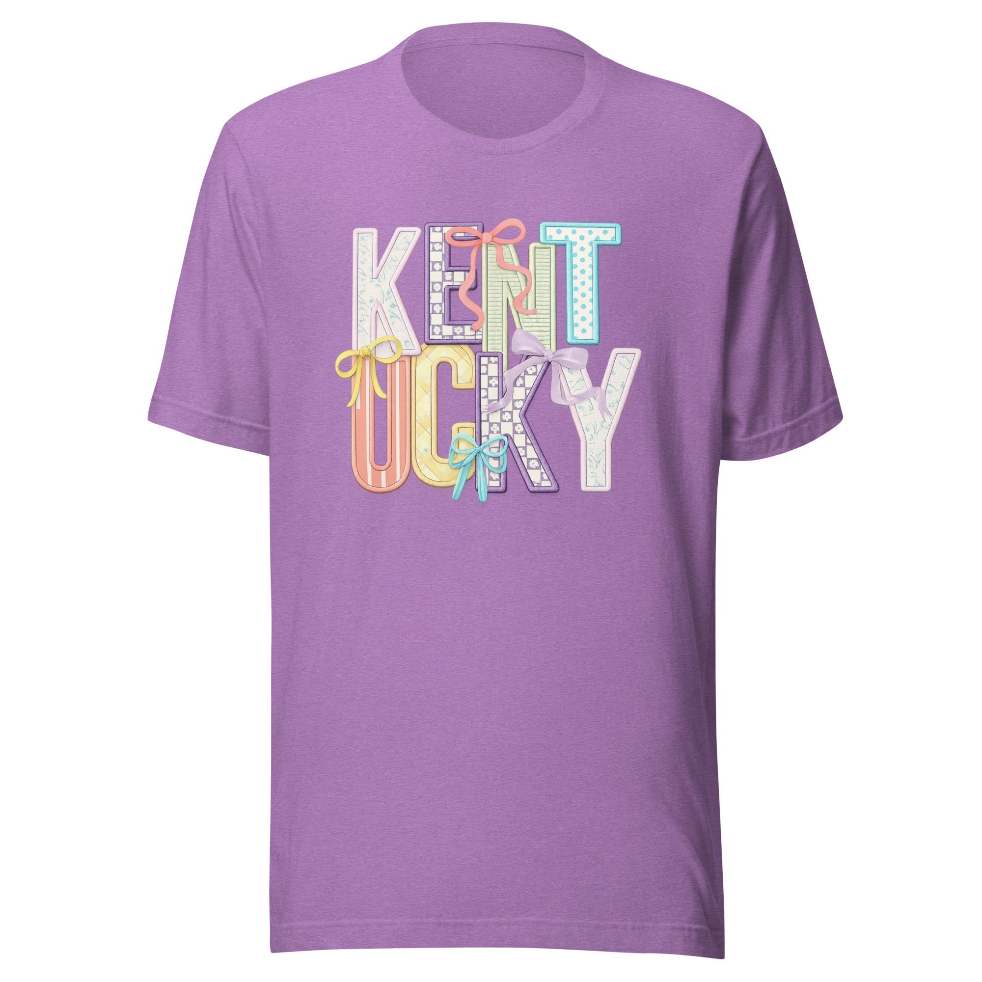 Kentucky Pastel Bow Script Tee | Patchwork Coquette Design | Classic - Bluegrass Elite Apparel LLC