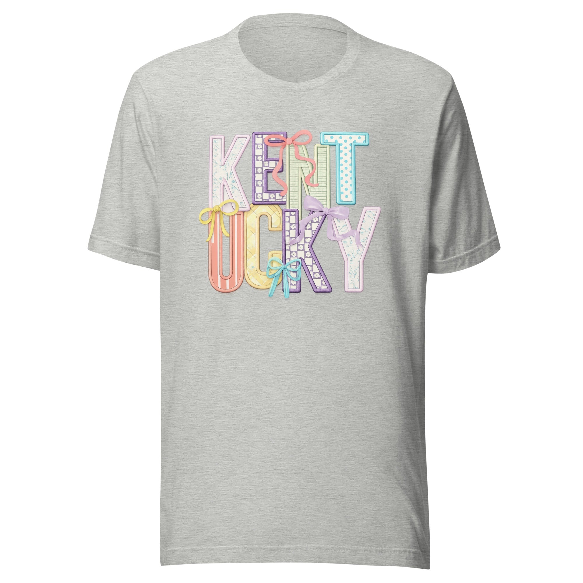 Kentucky Pastel Bow Script Tee | Patchwork Coquette Design | Classic - Bluegrass Elite Apparel LLC