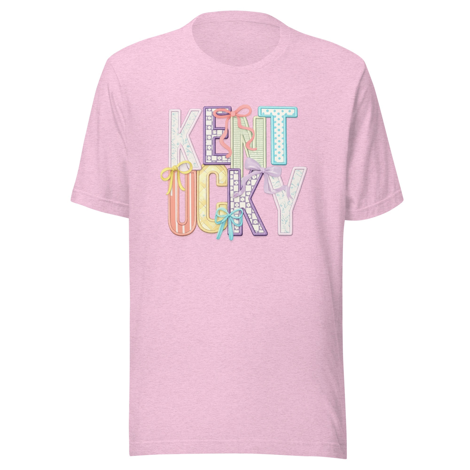 Kentucky Pastel Bow Script Tee | Patchwork Coquette Design | Classic - Bluegrass Elite Apparel LLC