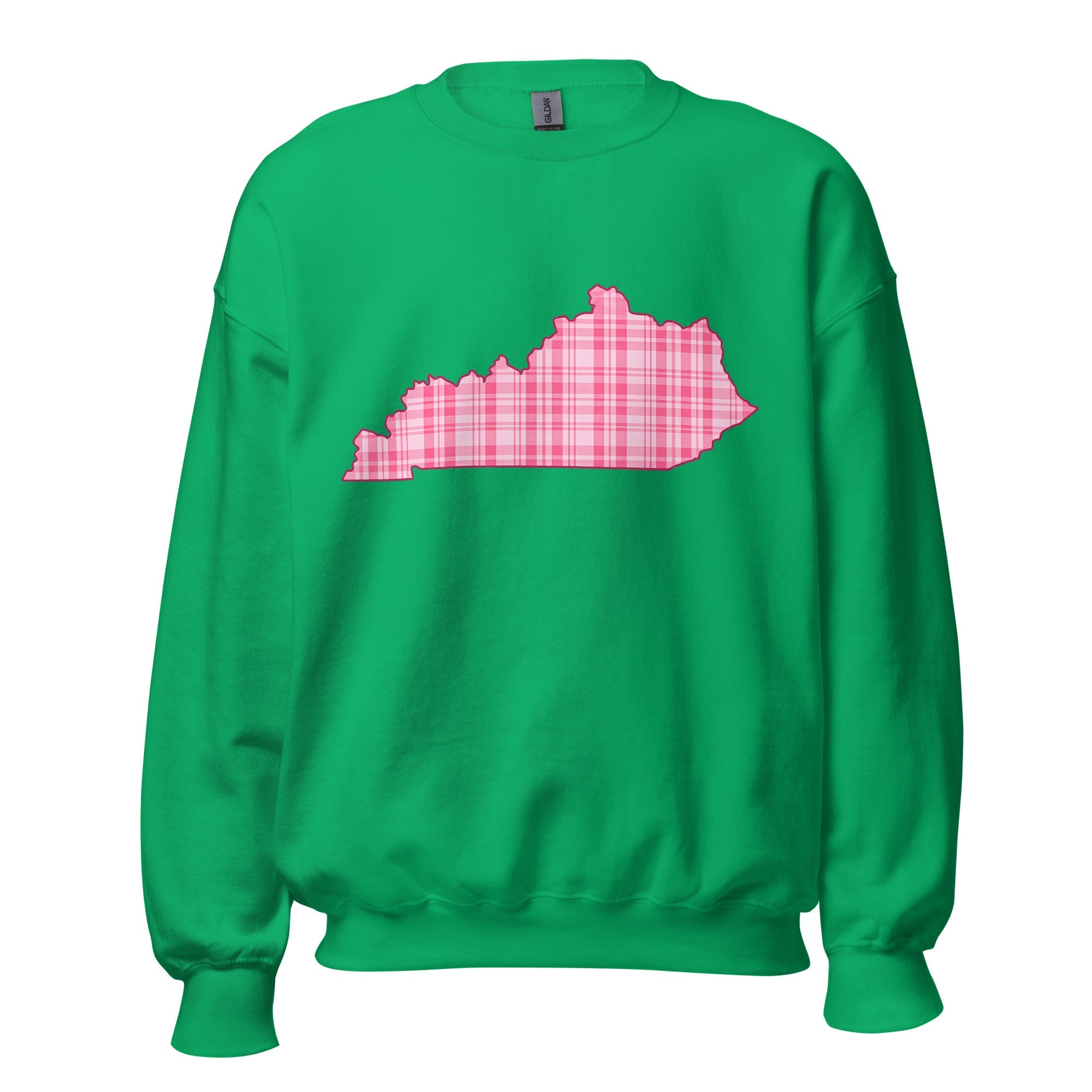 Kentucky Pink Plaid Sweatshirt | State Outline Graphic | Classic Fleece - Bluegrass Elite Apparel LLC
