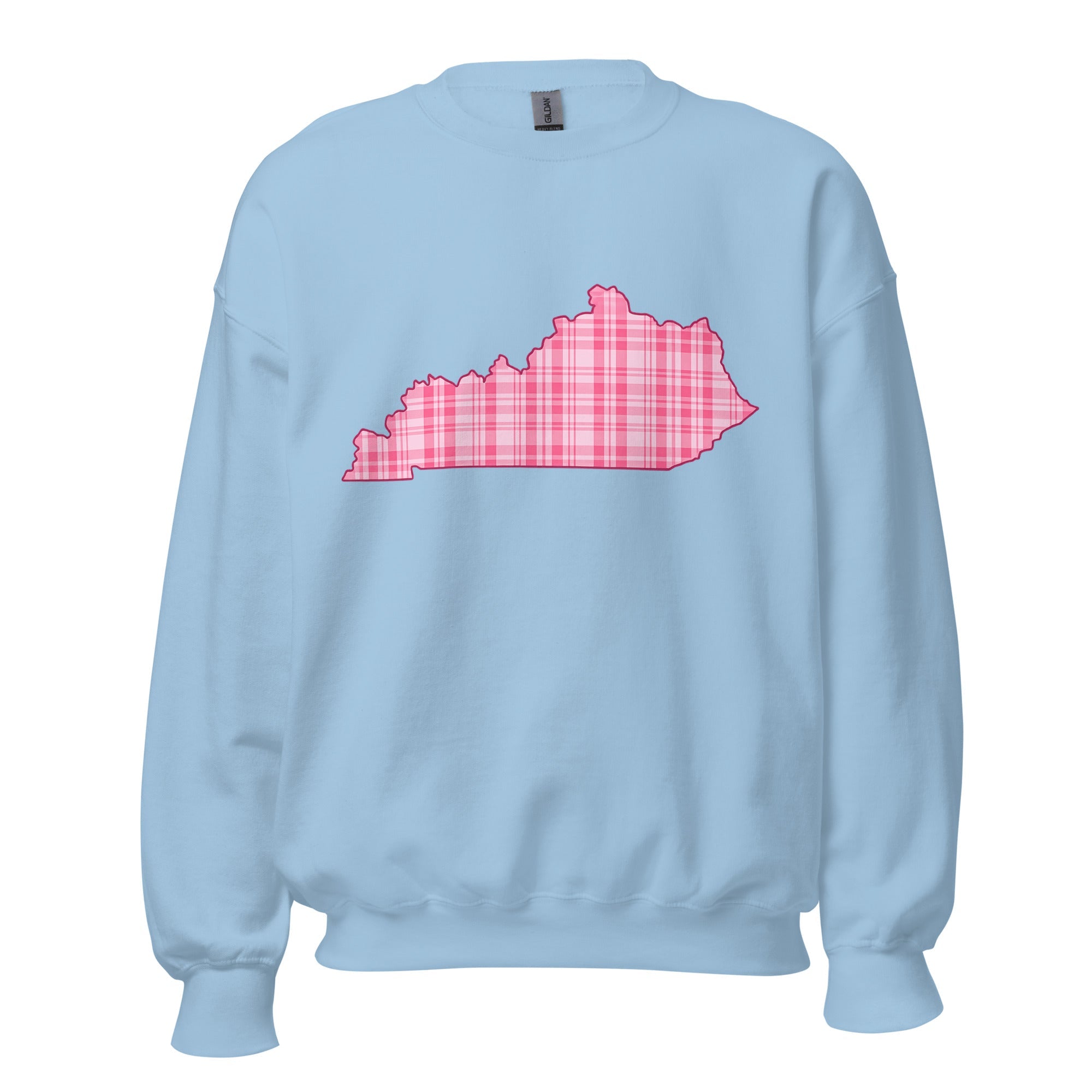 Kentucky Pink Plaid Sweatshirt | State Outline Graphic | Classic Fleece - Bluegrass Elite Apparel LLC