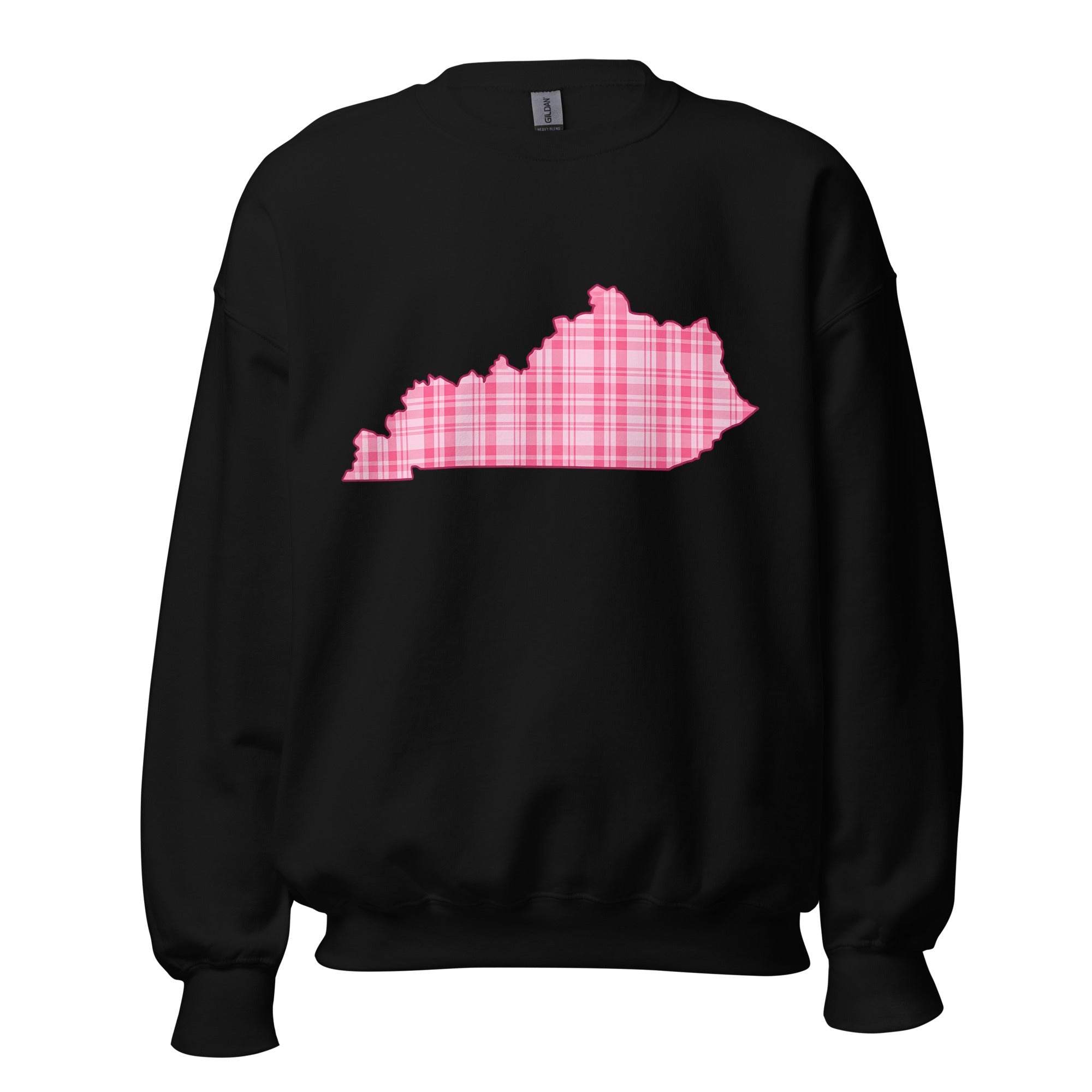 Kentucky Pink Plaid Sweatshirt | State Outline Graphic | Classic Fleece - Bluegrass Elite Apparel LLC