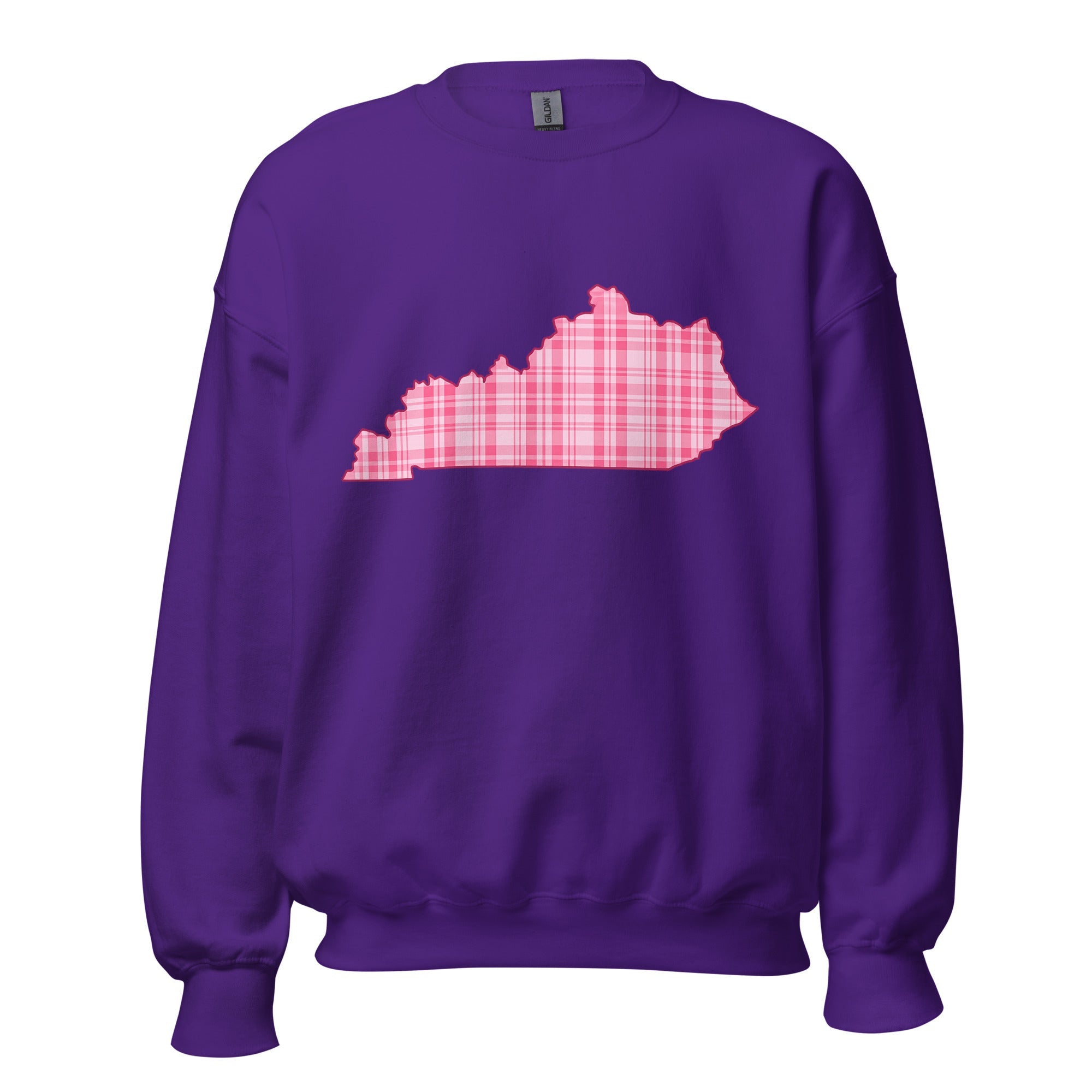 Kentucky Pink Plaid Sweatshirt | State Outline Graphic | Classic Fleece - Bluegrass Elite Apparel LLC