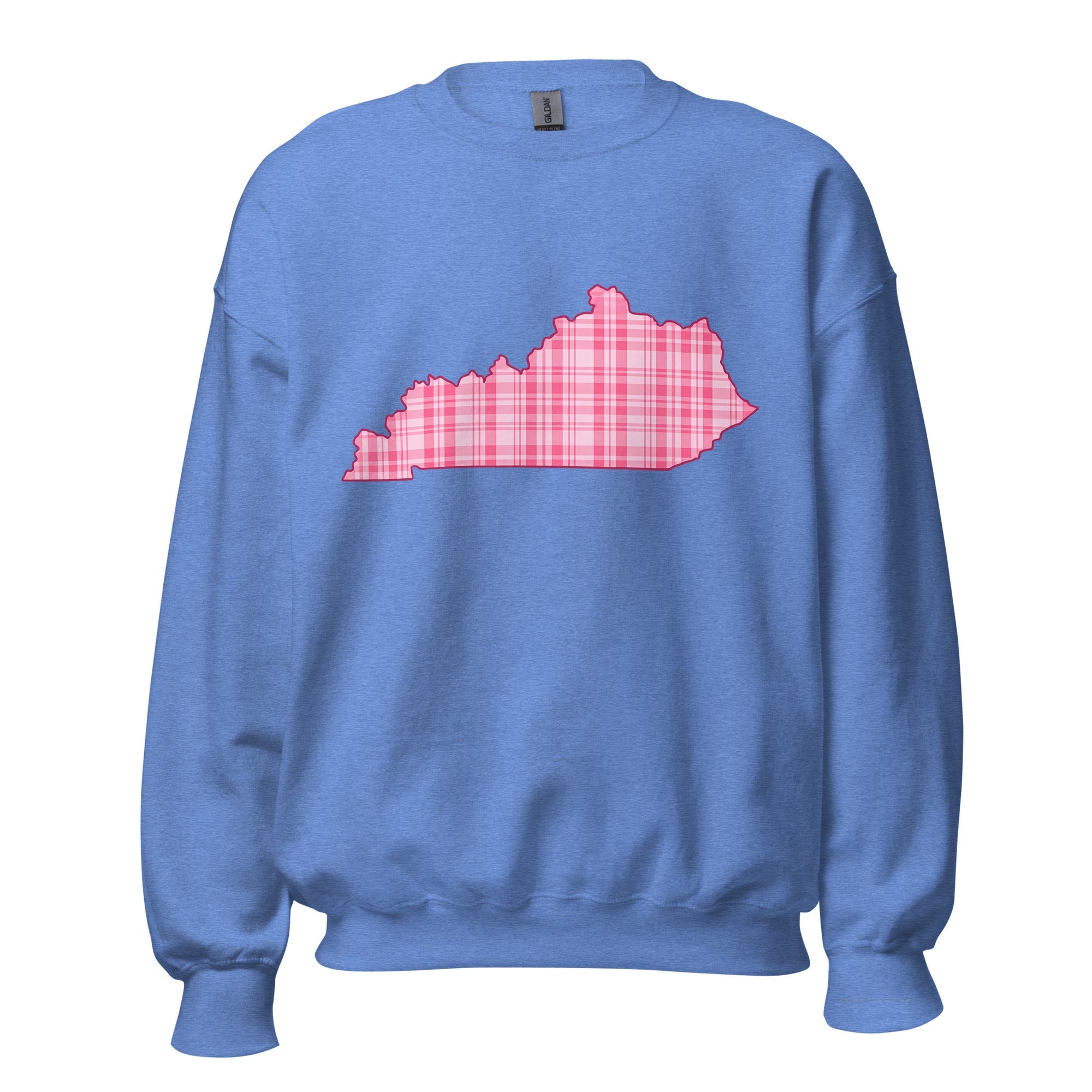 Kentucky Pink Plaid Sweatshirt | State Outline Graphic | Classic Fleece - Bluegrass Elite Apparel LLC