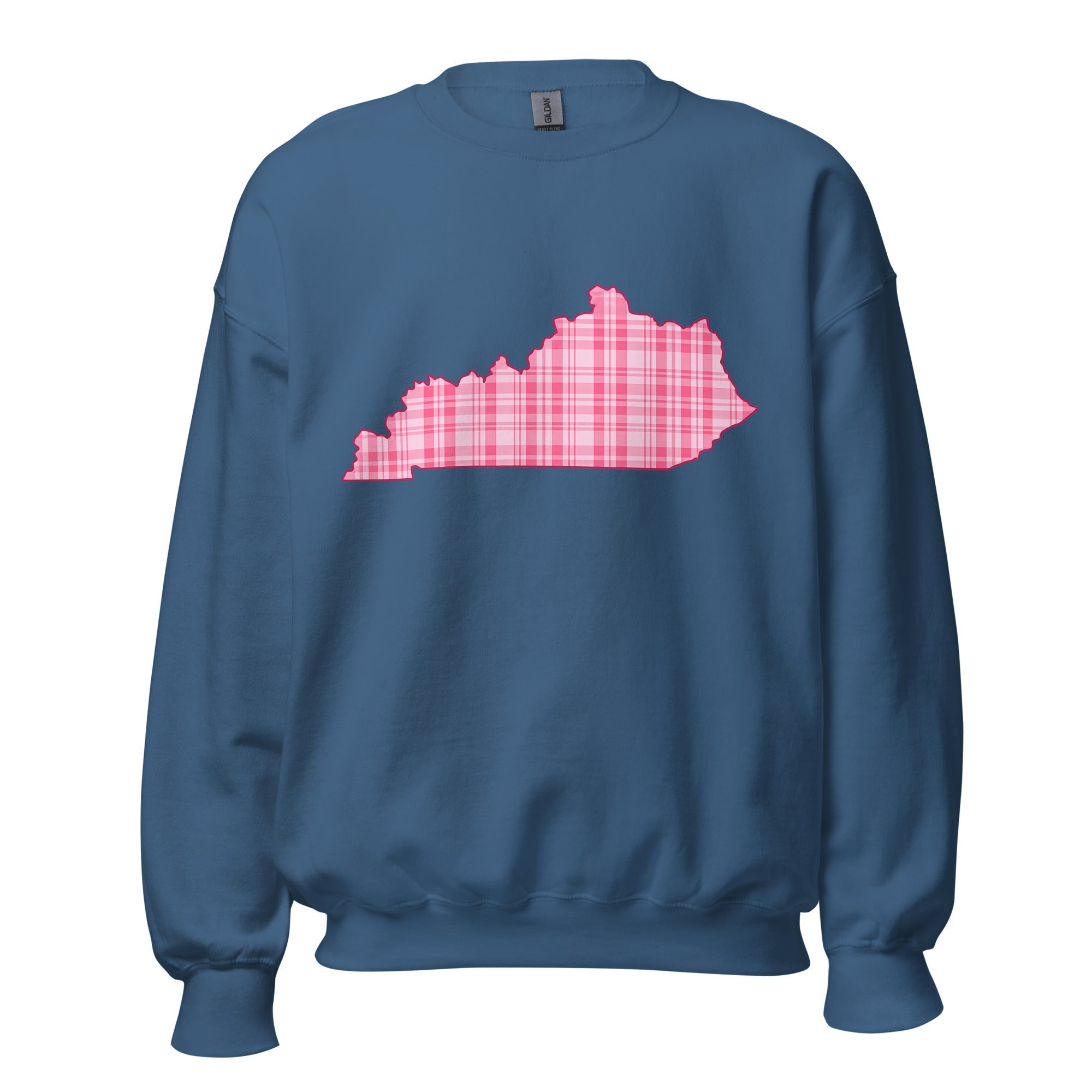 Kentucky Pink Plaid Sweatshirt | State Outline Graphic | Classic Fleece - Bluegrass Elite Apparel LLC