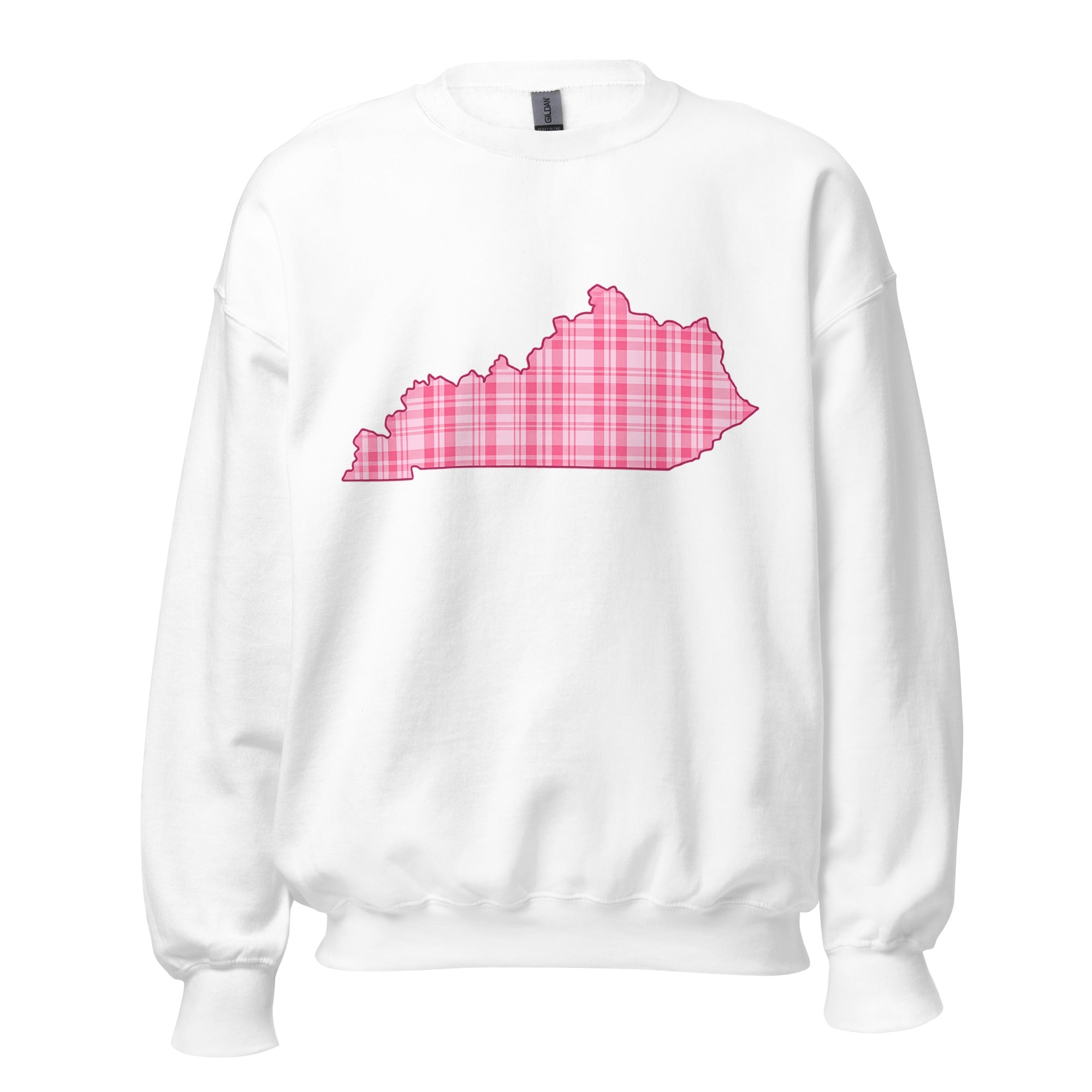 Kentucky Pink Plaid Sweatshirt | State Outline Graphic | Classic Fleece - Bluegrass Elite Apparel LLC