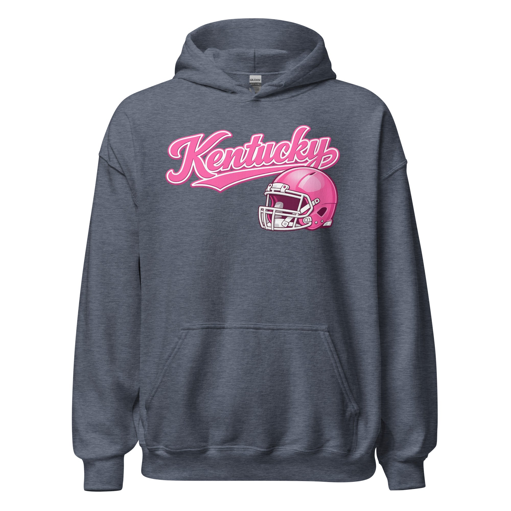 Kentucky Pink Script Helmet Hoodie | Minimal Sports Design | Classic Fleece Pullover - Bluegrass Elite Apparel LLC