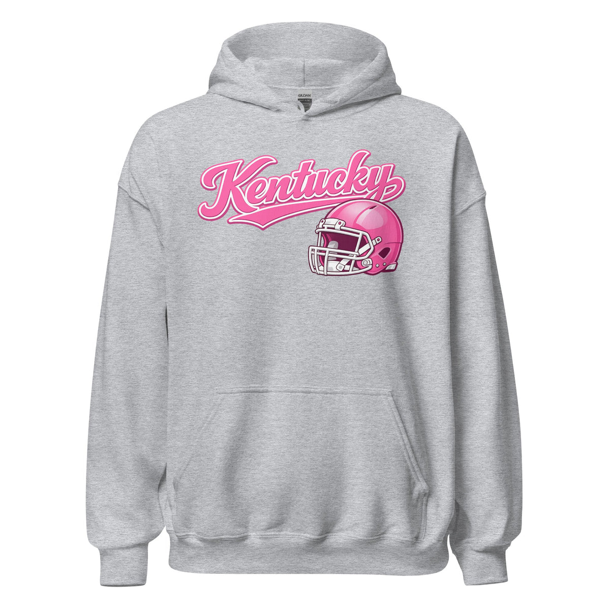 Kentucky Pink Script Helmet Hoodie | Minimal Sports Design | Classic Fleece Pullover - Bluegrass Elite Apparel LLC