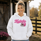 Kentucky Pink Script Helmet Hoodie | Minimal Sports Design | Classic Fleece Pullover - Bluegrass Elite Apparel LLC