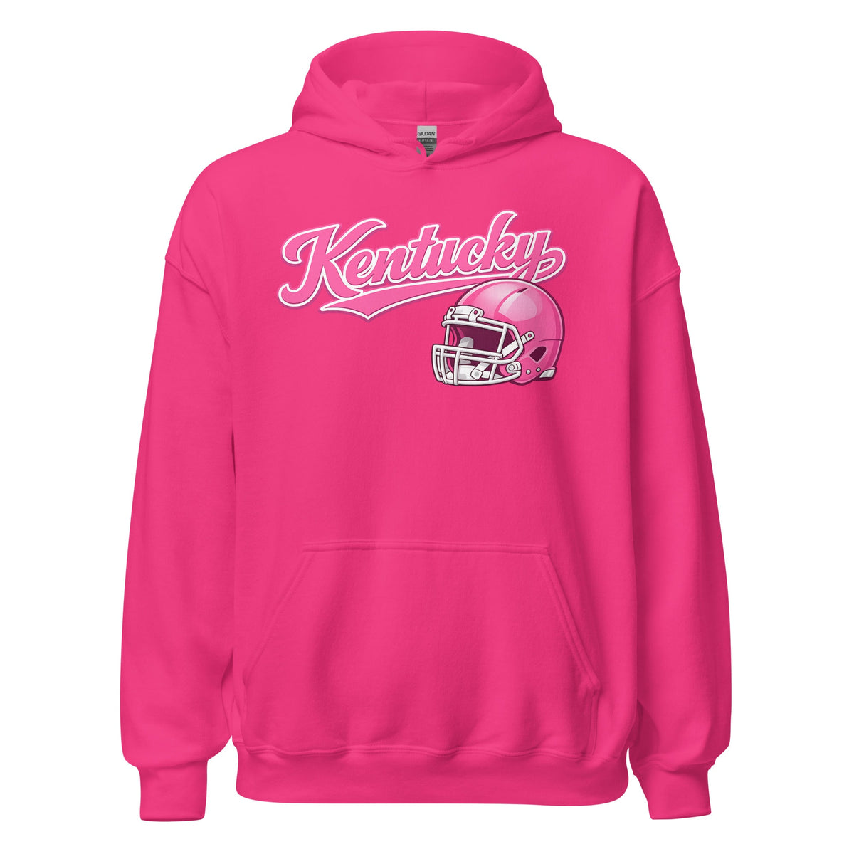 Kentucky Pink Script Helmet Hoodie | Minimal Sports Design | Classic Fleece Pullover - Bluegrass Elite Apparel LLC