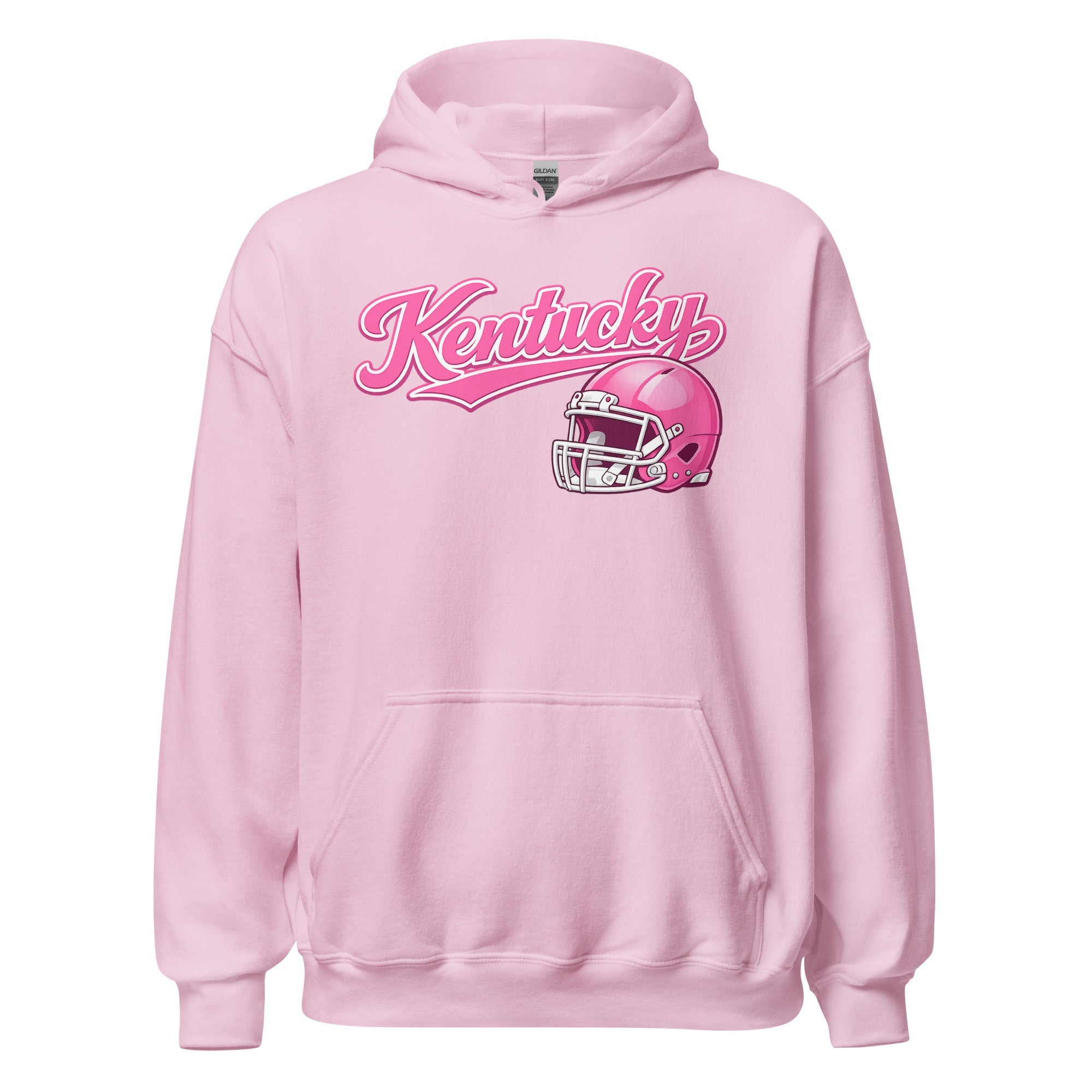 Kentucky Pink Script Helmet Hoodie | Minimal Sports Design | Classic Fleece Pullover - Bluegrass Elite Apparel LLC