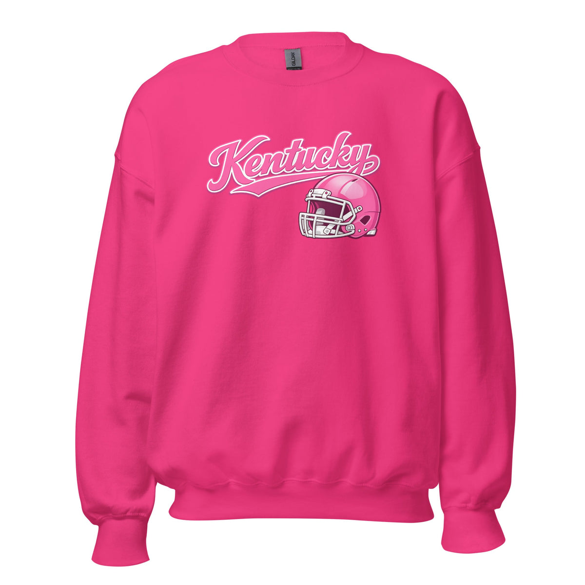 Kentucky Pink Script Helmet Sweatshirt | Minimal Sports Design | Classic Crewneck - Bluegrass Elite Apparel LLC