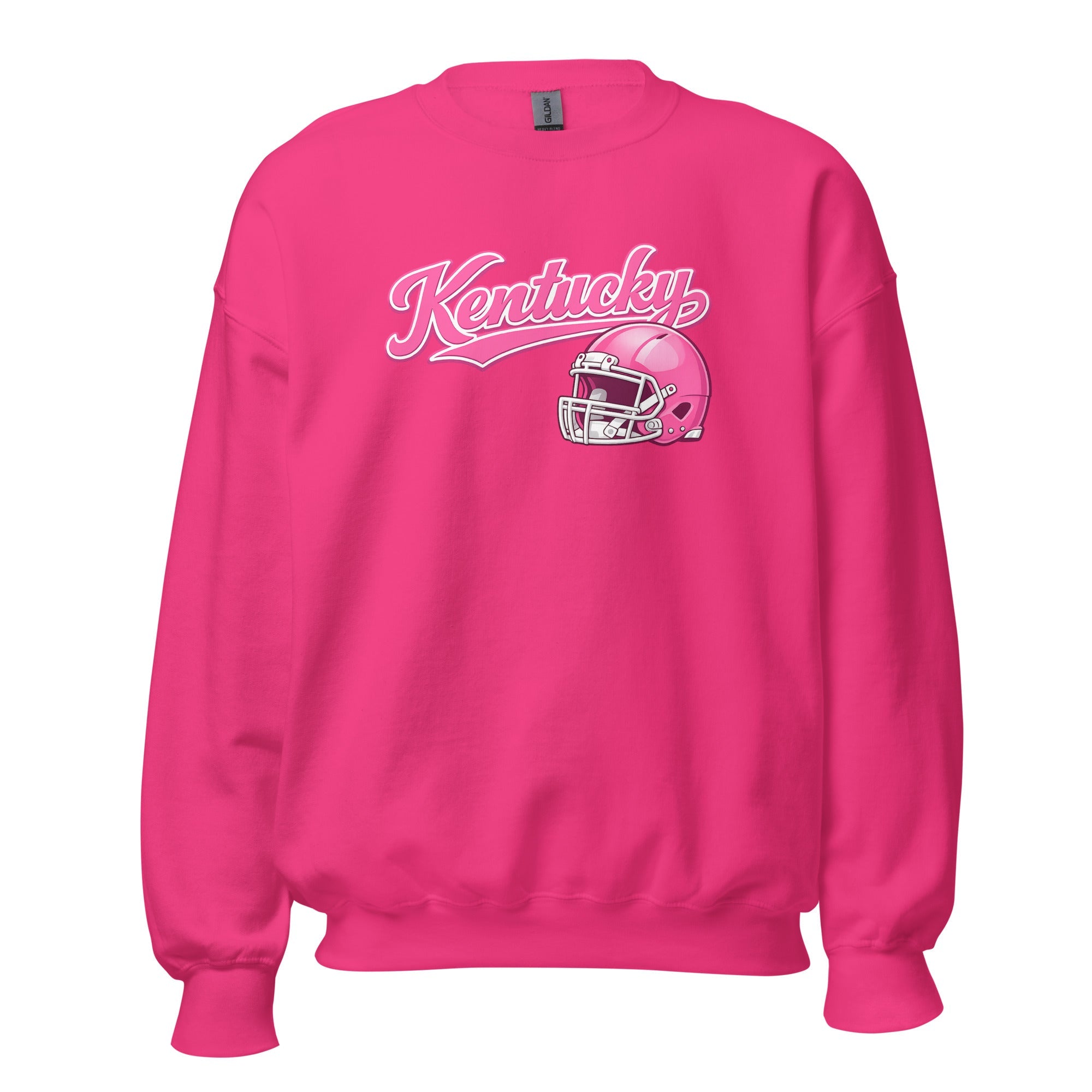 Kentucky Pink Script Helmet Sweatshirt | Minimal Sports Design | Classic Crewneck - Bluegrass Elite Apparel LLC