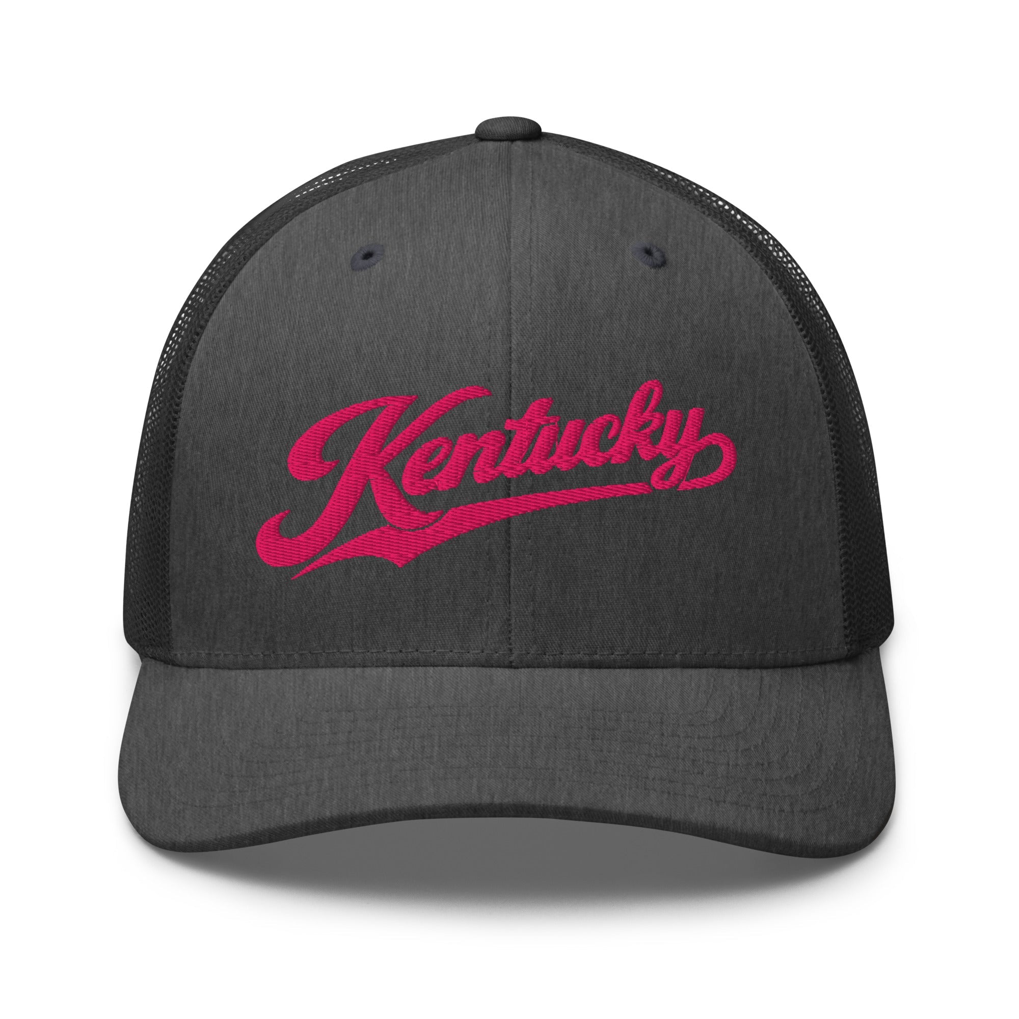 Kentucky Pink Script Trucker Hat – Vintage State Pride Mesh Cap - Bluegrass Elite Apparel LLC