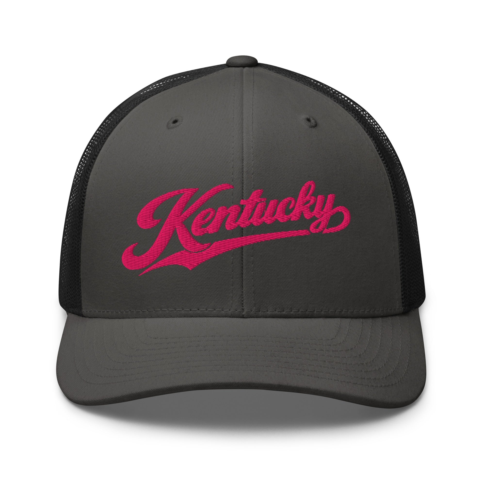 Kentucky Pink Script Trucker Hat – Vintage State Pride Mesh Cap - Bluegrass Elite Apparel LLC