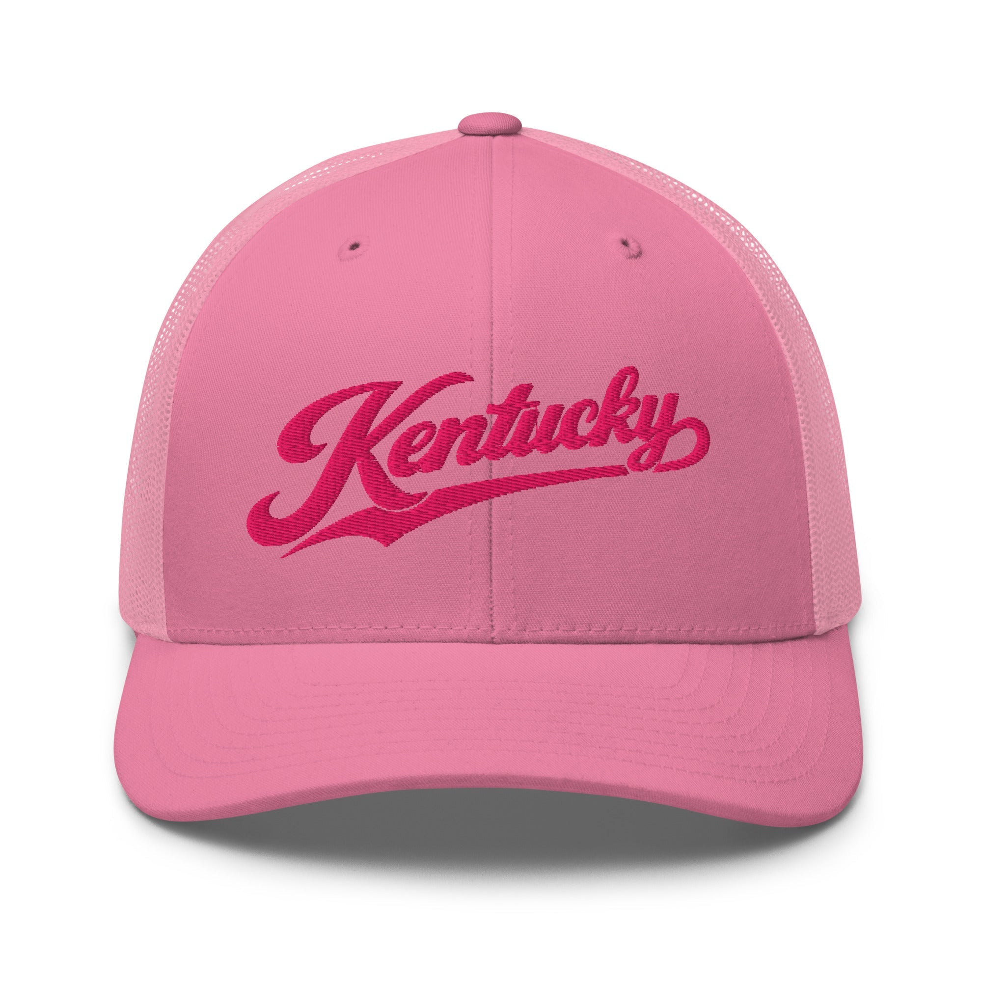Kentucky Pink Script Trucker Hat – Vintage State Pride Mesh Cap - Bluegrass Elite Apparel LLC