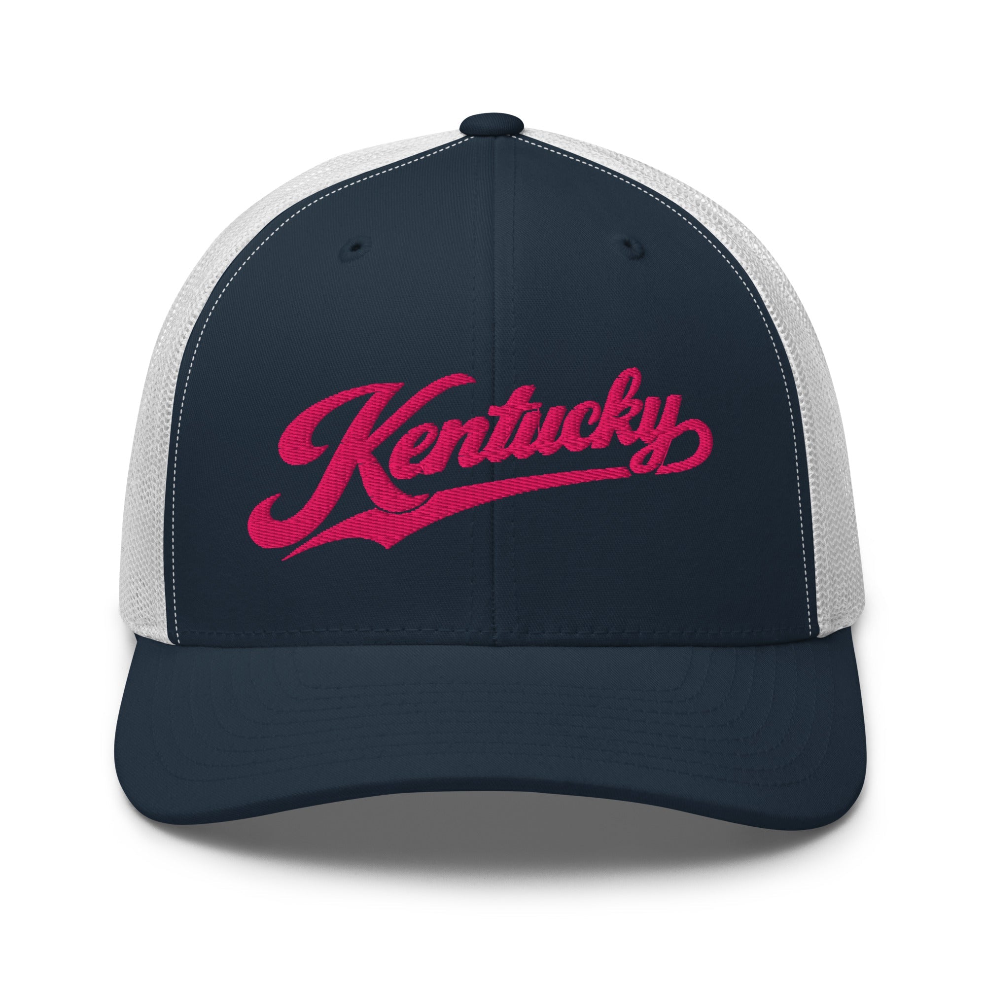 Kentucky Pink Script Trucker Hat – Vintage State Pride Mesh Cap - Bluegrass Elite Apparel LLC