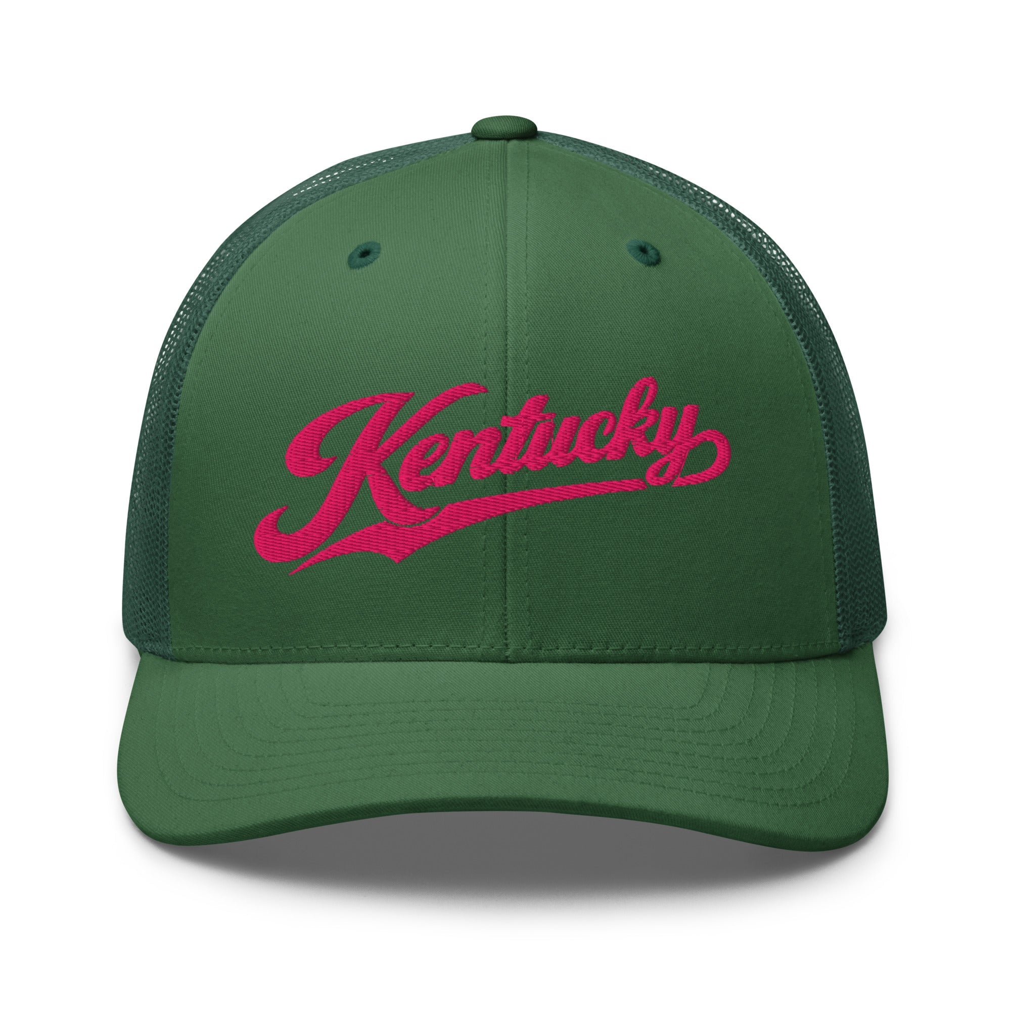 Kentucky Pink Script Trucker Hat – Vintage State Pride Mesh Cap - Bluegrass Elite Apparel LLC