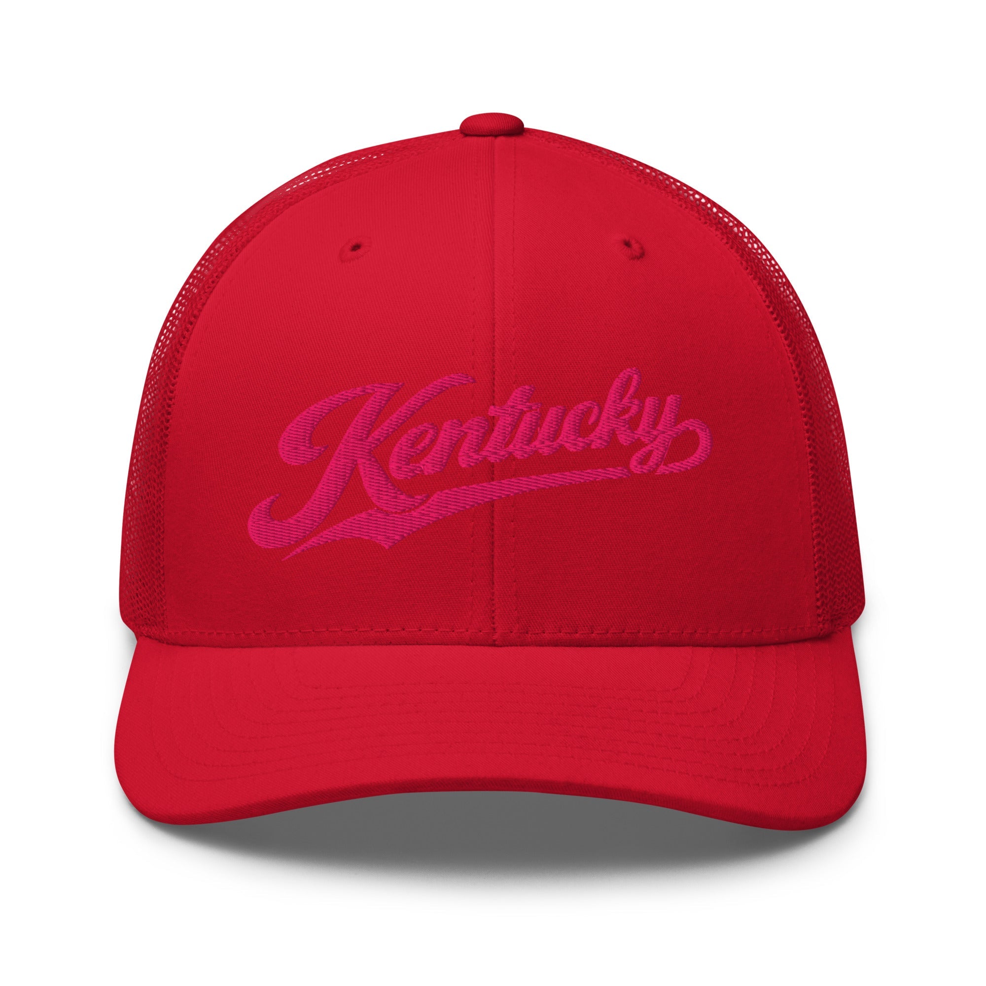 Kentucky Pink Script Trucker Hat – Vintage State Pride Mesh Cap - Bluegrass Elite Apparel LLC