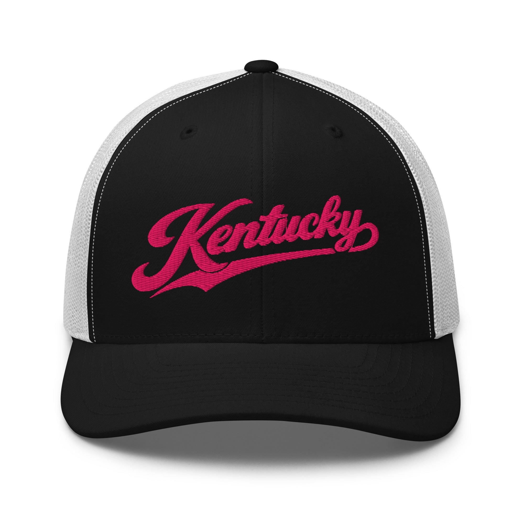 Kentucky Pink Script Trucker Hat – Vintage State Pride Mesh Cap - Bluegrass Elite Apparel LLC