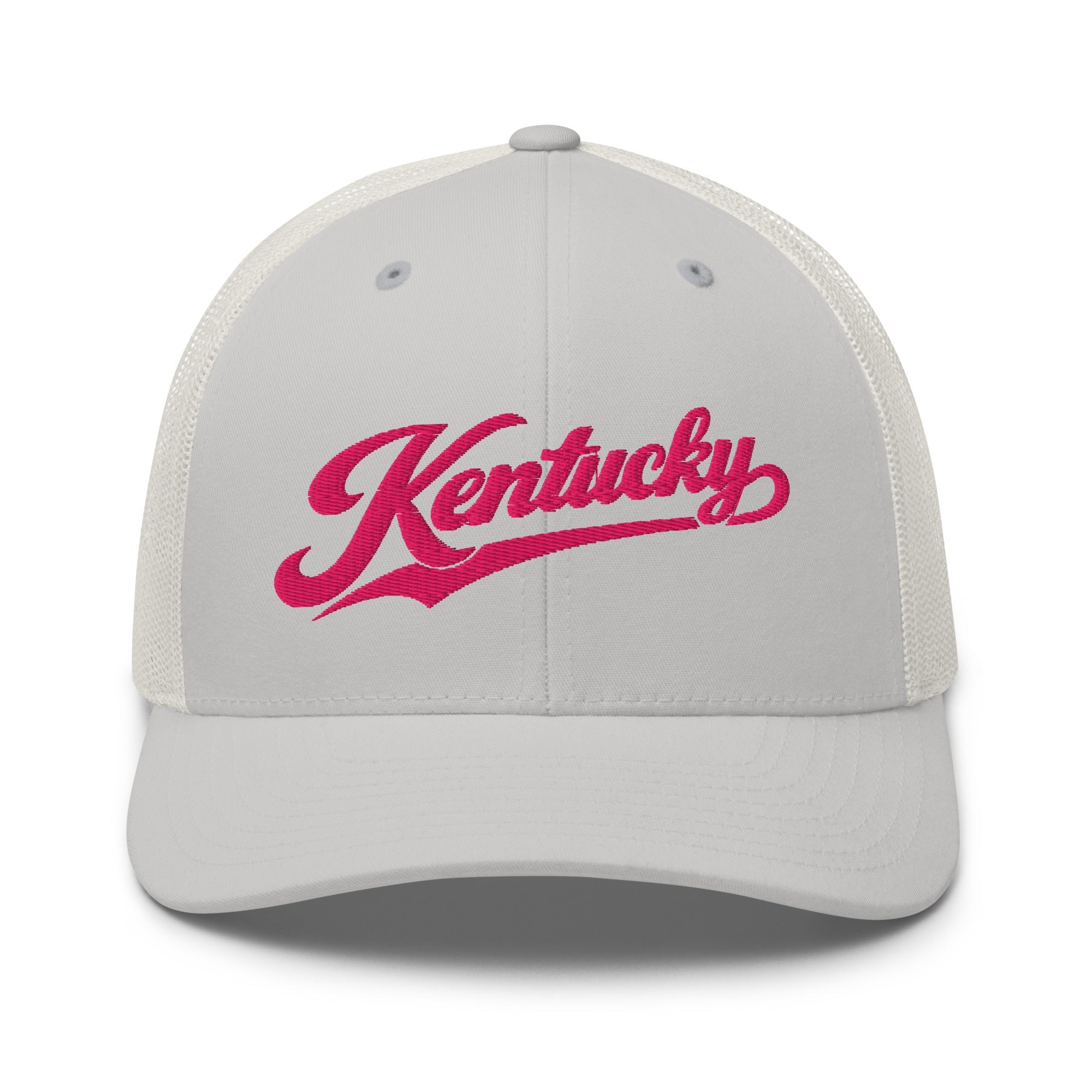 Kentucky Pink Script Trucker Hat – Vintage State Pride Mesh Cap - Bluegrass Elite Apparel LLC