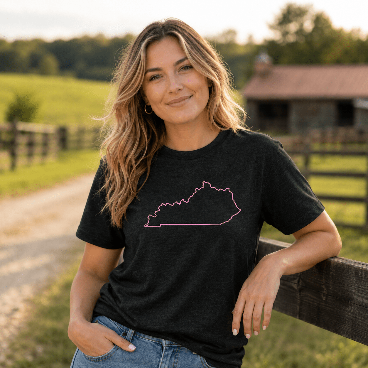 Kentucky Pink State Outline T-Shirt | Minimal Graphic Design | Elite - Bluegrass Elite Apparel LLC