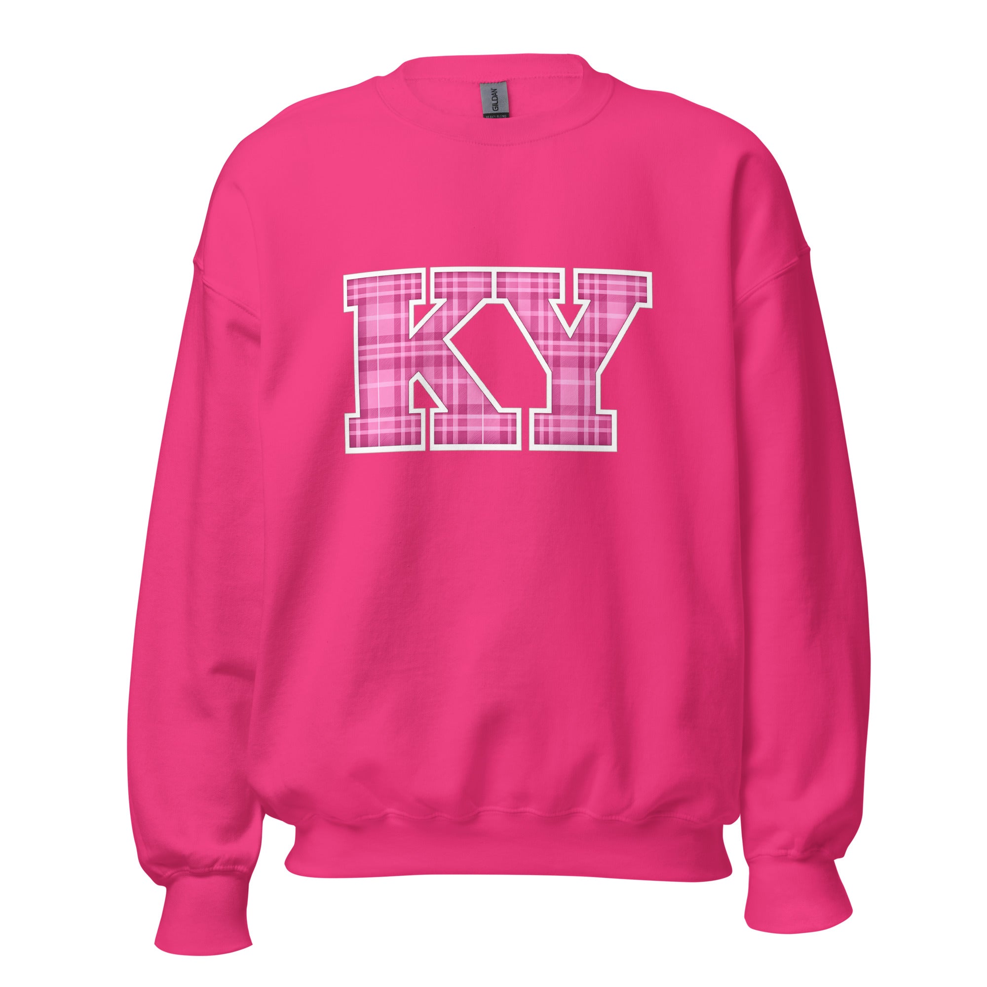 Kentucky Plaid Sweatshirt | Pink Tartan KY Design | Unisex Cozy Fit - Bluegrass Elite Apparel LLC