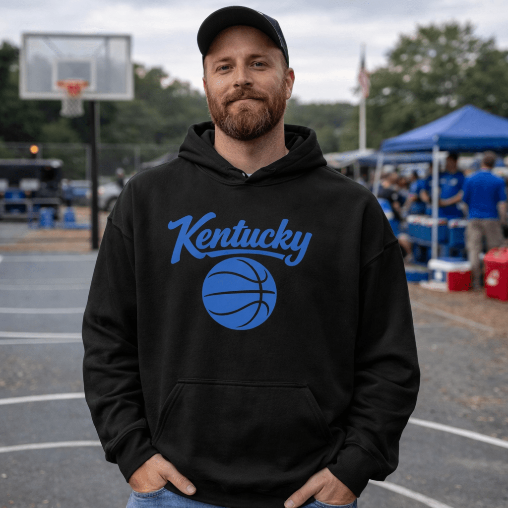 Kentucky Script Basketball Hoodie | Royal Blue Design | Unisex Fleece - Bluegrass Elite Apparel LLC