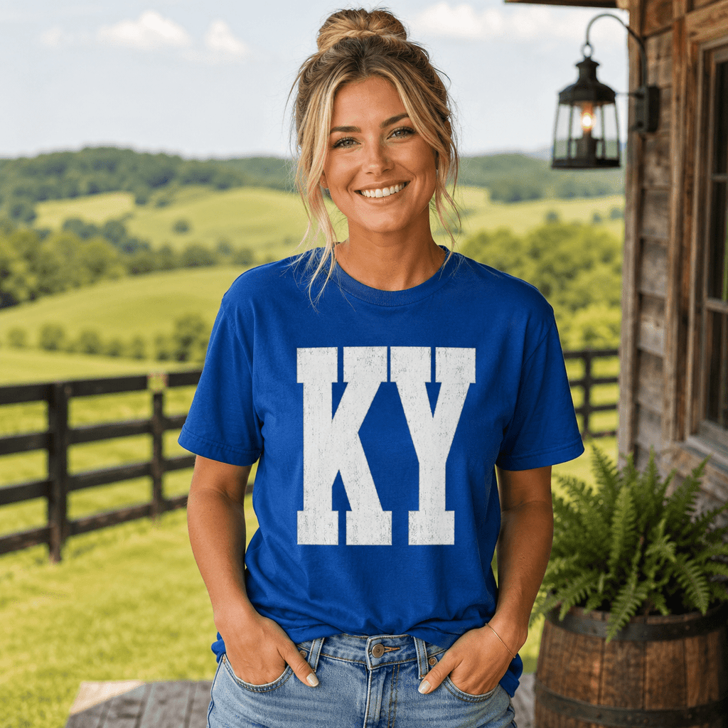 Kentucky Script Block Tee | Vintage Letter Design | Classic - Bluegrass Elite Apparel LLC