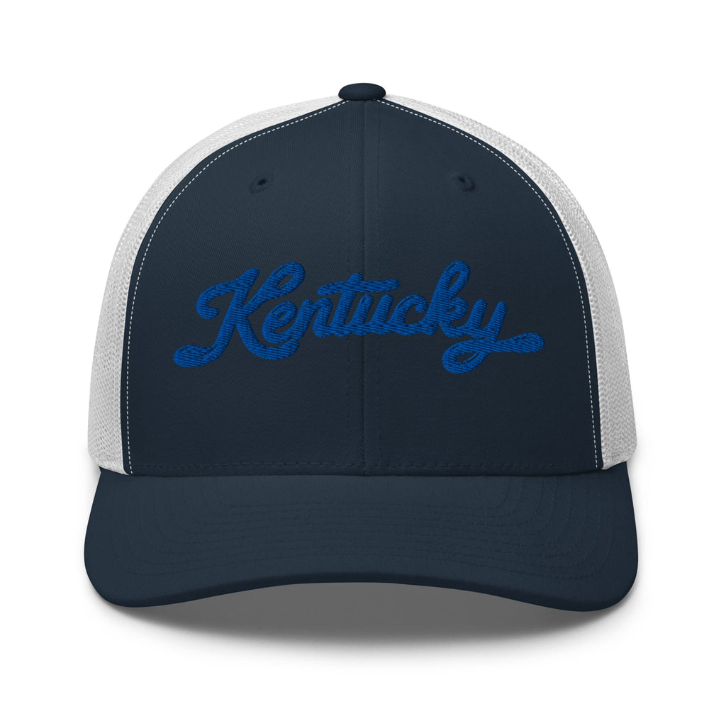 Kentucky Script Blue Puff Hat | 3D Raised Embroidery Cap - Bluegrass Elite Apparel LLC