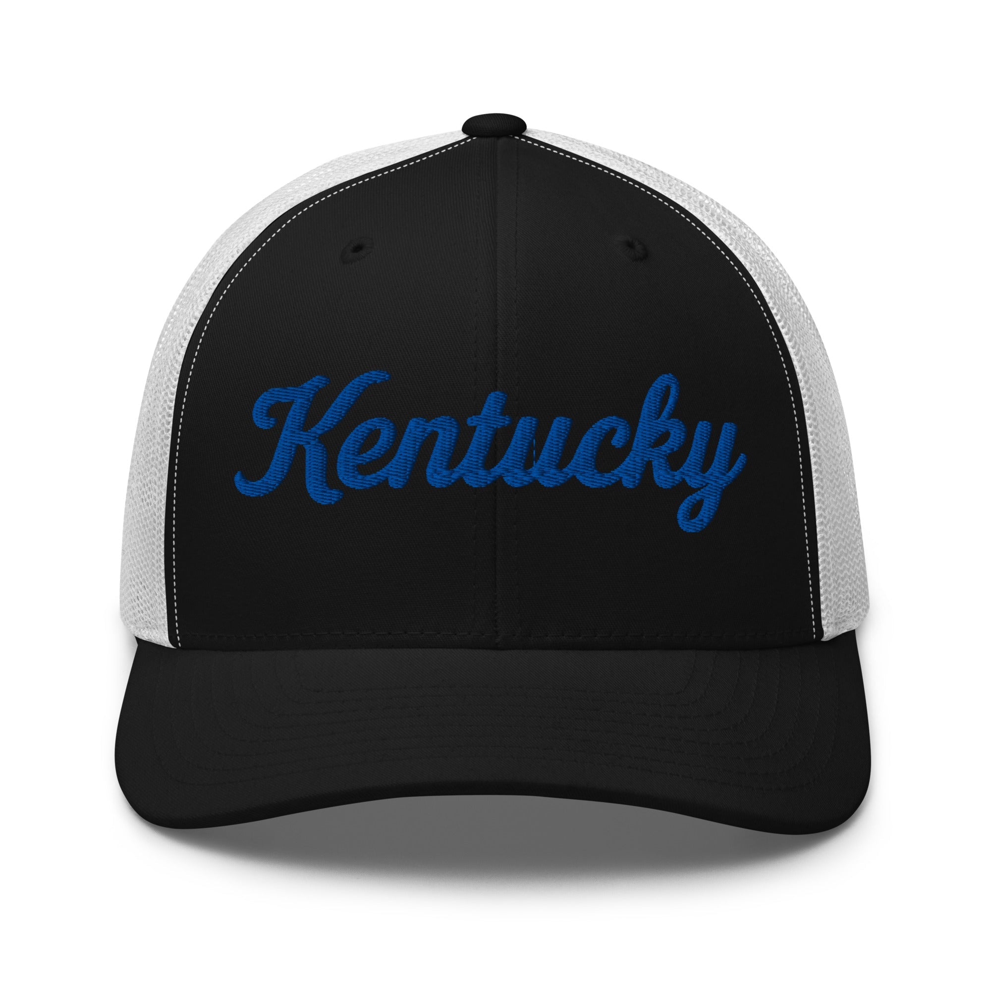 Kentucky Script Blue Puff Trucker Hat | 3D Raised Embroidery - Bluegrass Elite Apparel LLC