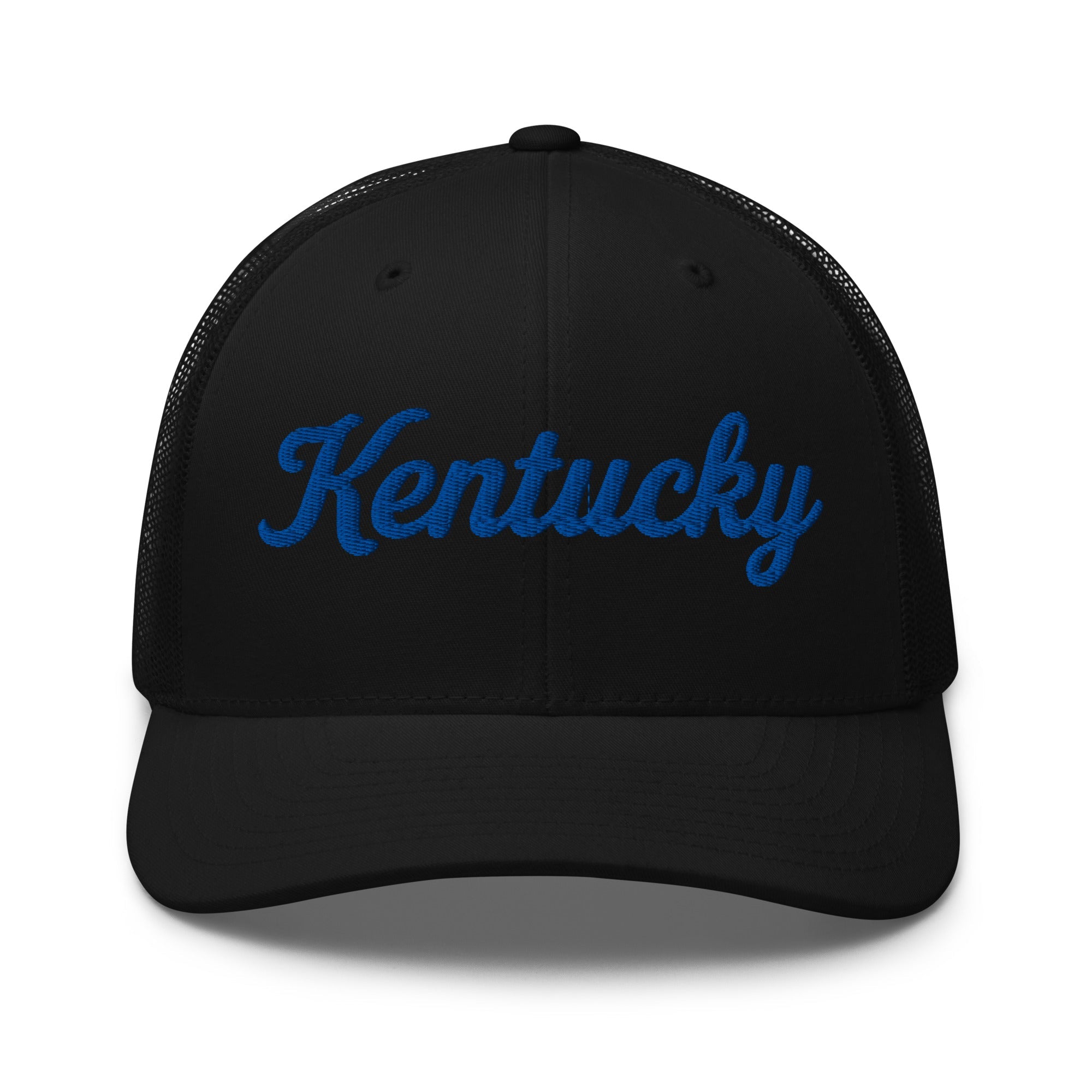Kentucky Script Blue Puff Trucker Hat | 3D Raised Embroidery - Bluegrass Elite Apparel LLC