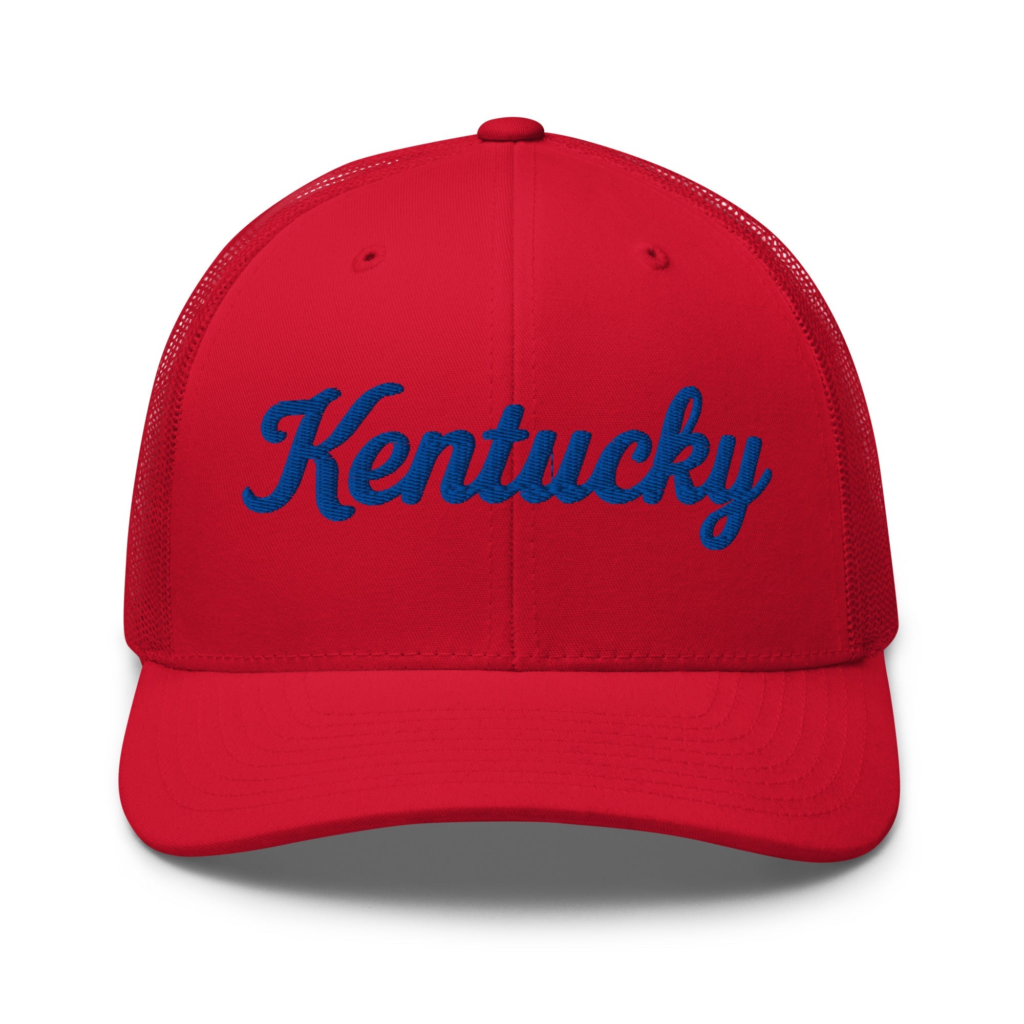 Kentucky Script Blue Puff Trucker Hat | 3D Raised Embroidery - Bluegrass Elite Apparel LLC