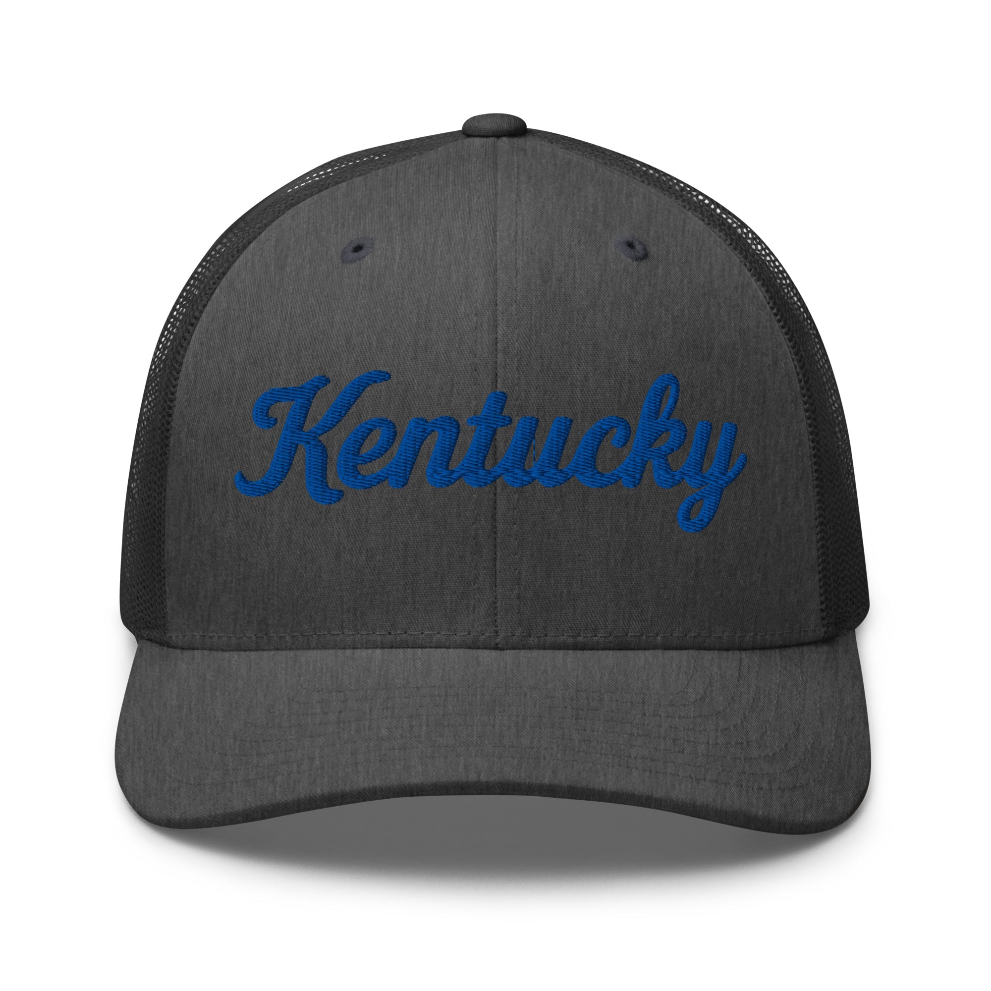 Kentucky Script Blue Puff Trucker Hat | 3D Raised Embroidery - Bluegrass Elite Apparel LLC