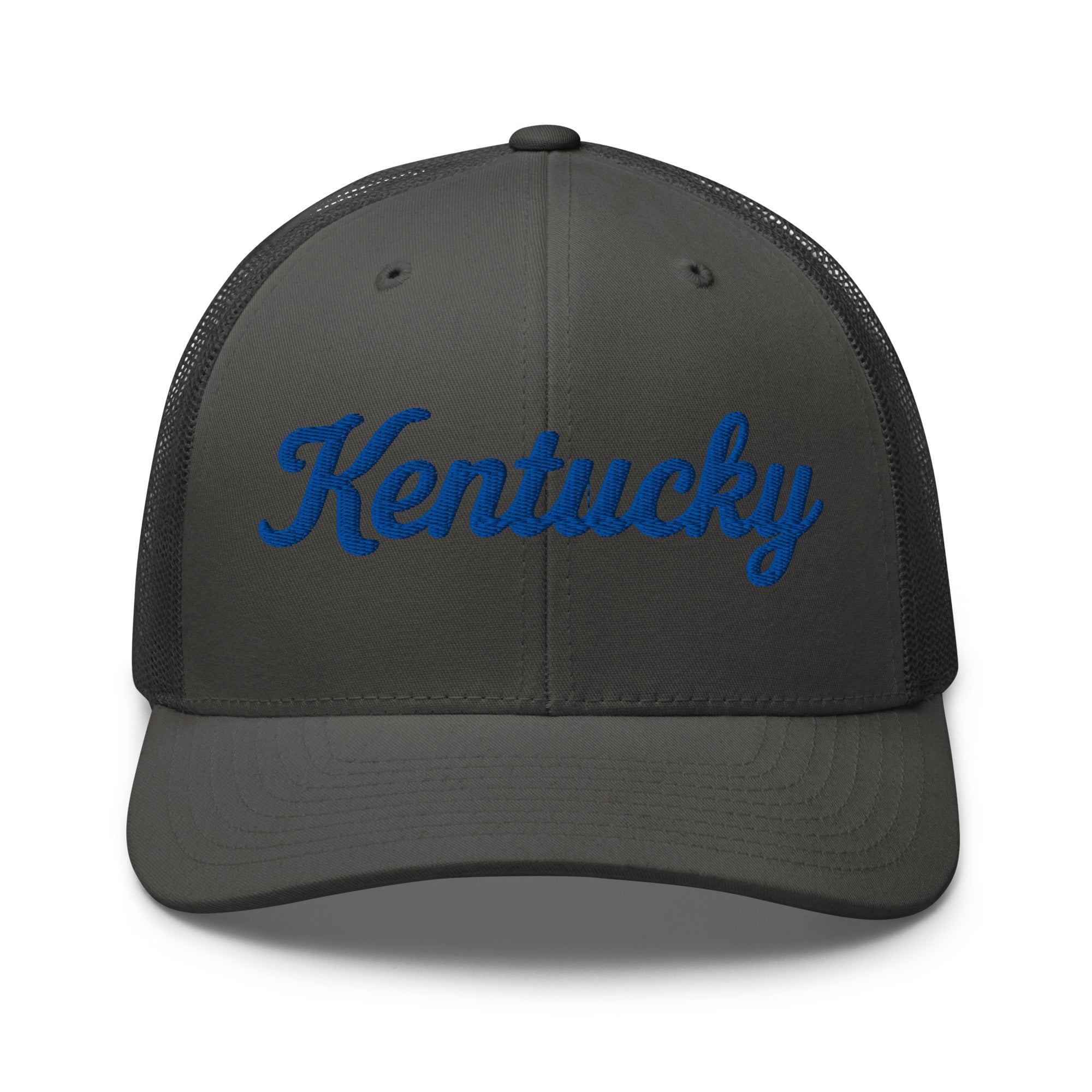Kentucky Script Blue Puff Trucker Hat | 3D Raised Embroidery - Bluegrass Elite Apparel LLC