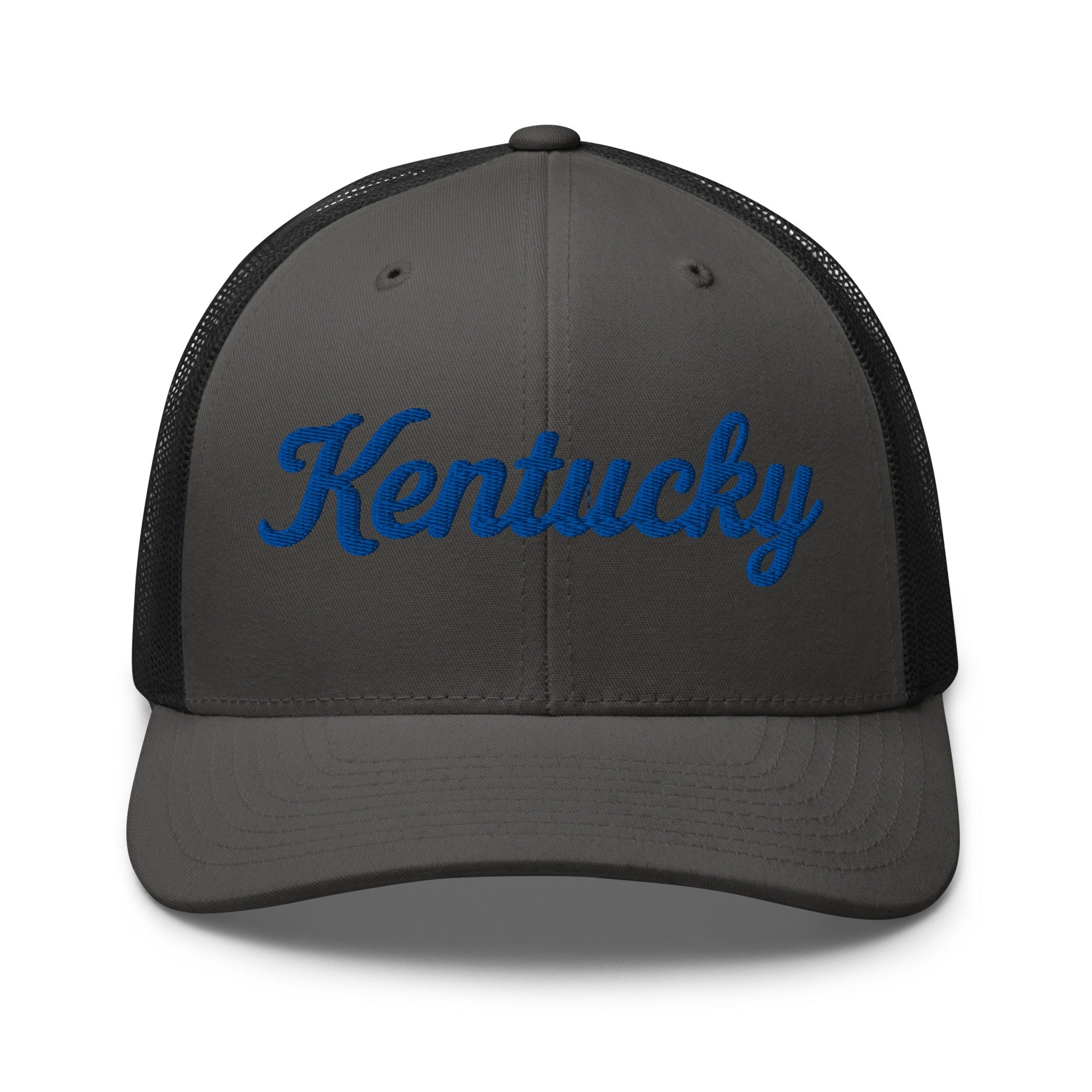 Kentucky Script Blue Puff Trucker Hat | 3D Raised Embroidery - Bluegrass Elite Apparel LLC