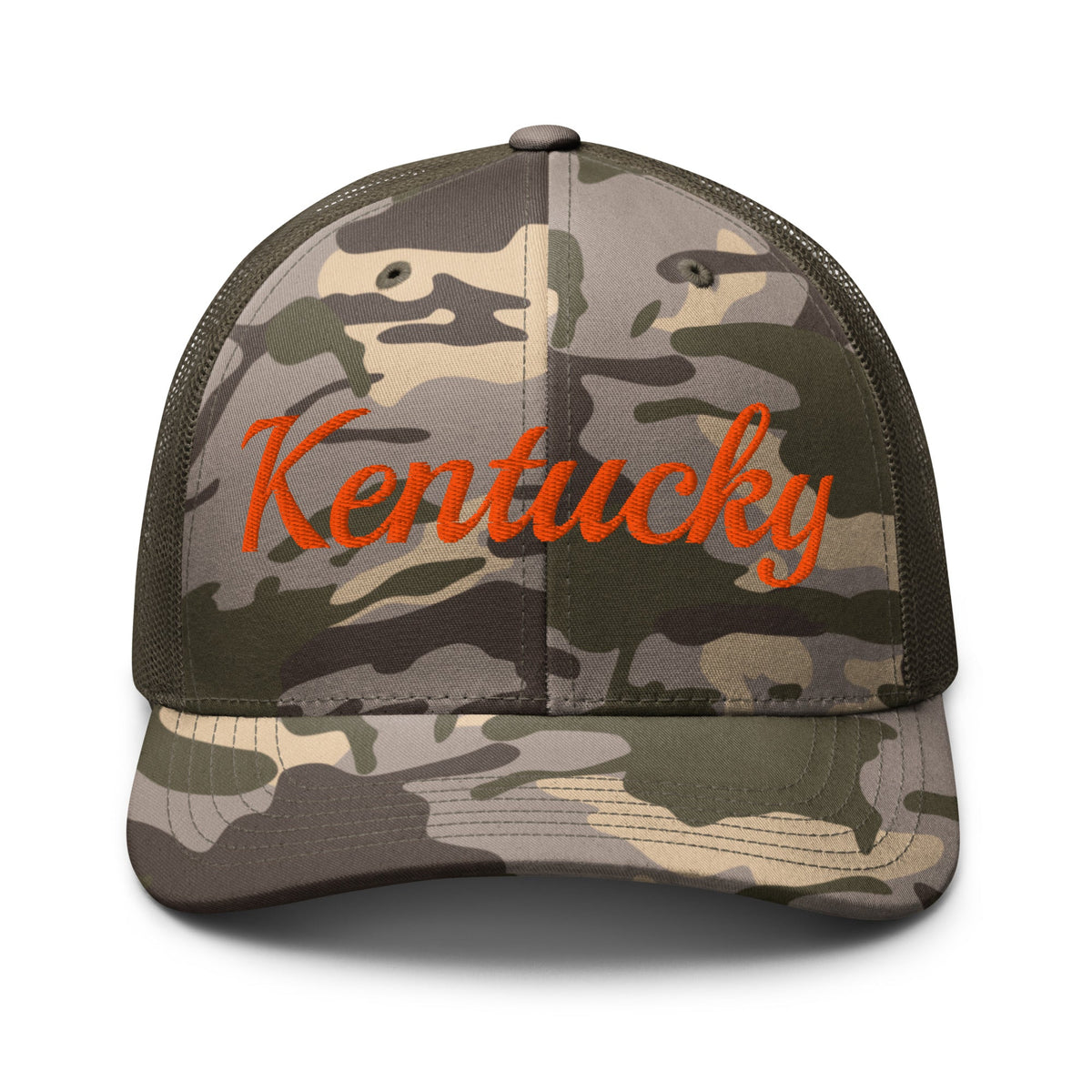 Kentucky Script Camo Trucker Hat - Bluegrass Elite Apparel LLC