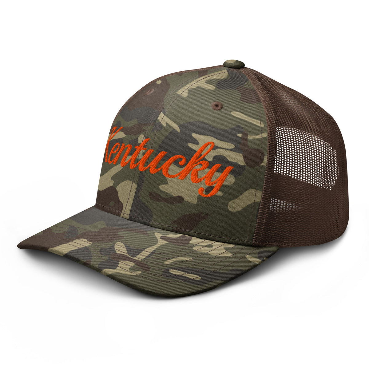 Kentucky Script Camo Trucker Hat - Bluegrass Elite Apparel LLC