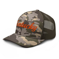 Kentucky Script Camo Trucker Hat - Bluegrass Elite Apparel LLC