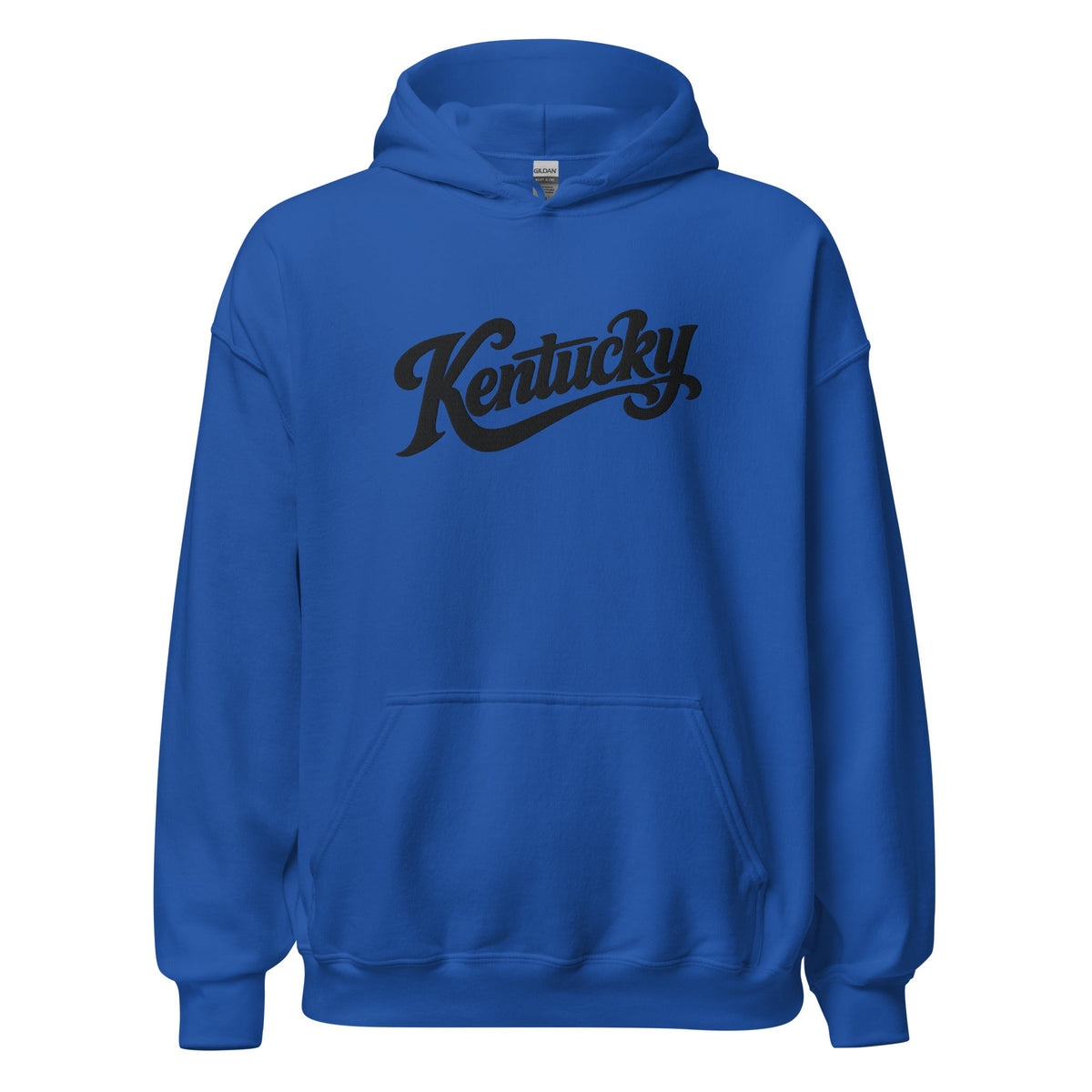 Kentucky Script Embroidered Hoodie | Black Stitch Bluegrass Pullover - Bluegrass Elite Apparel LLC