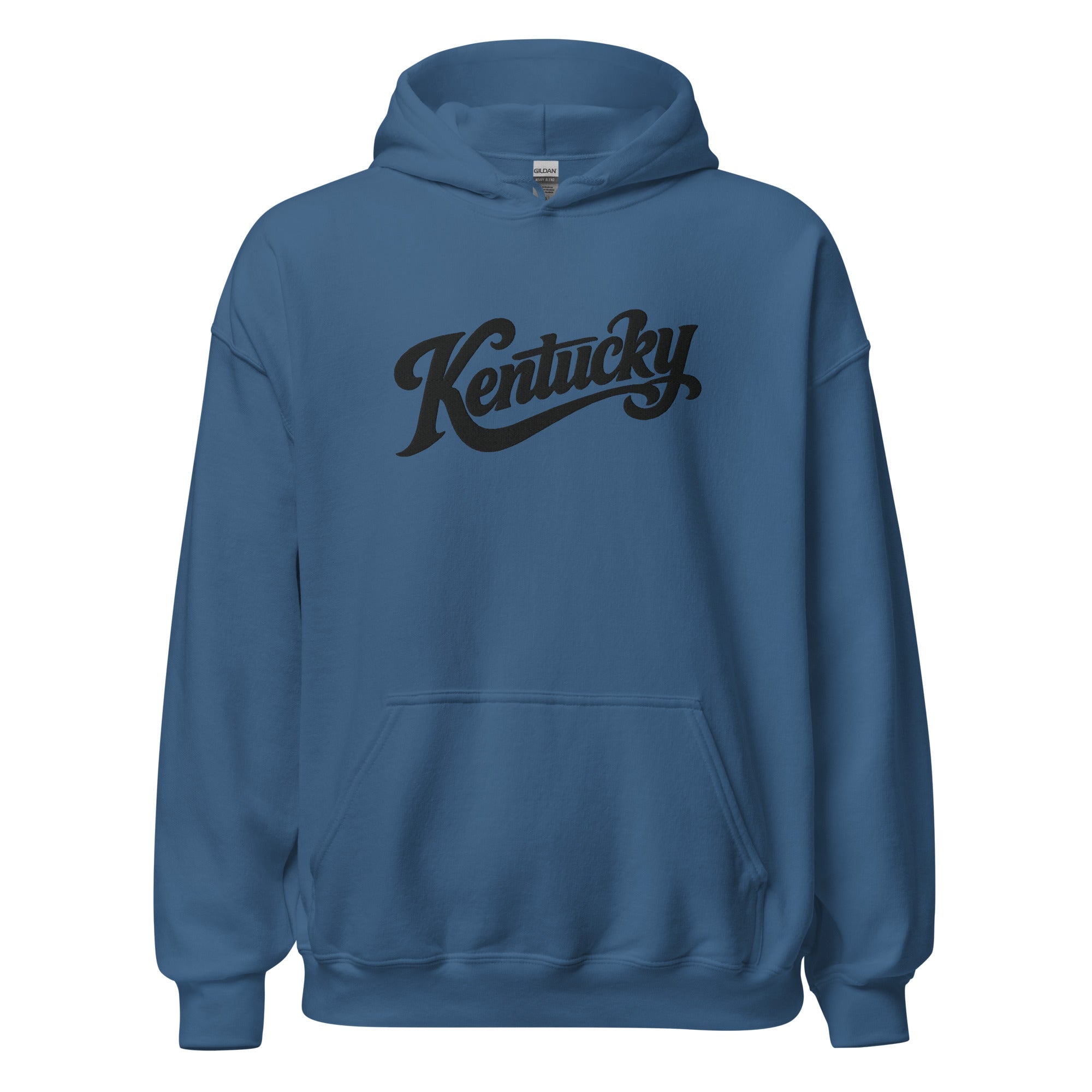 Kentucky Script Embroidered Hoodie | Black Stitch Bluegrass Pullover - Bluegrass Elite Apparel LLC