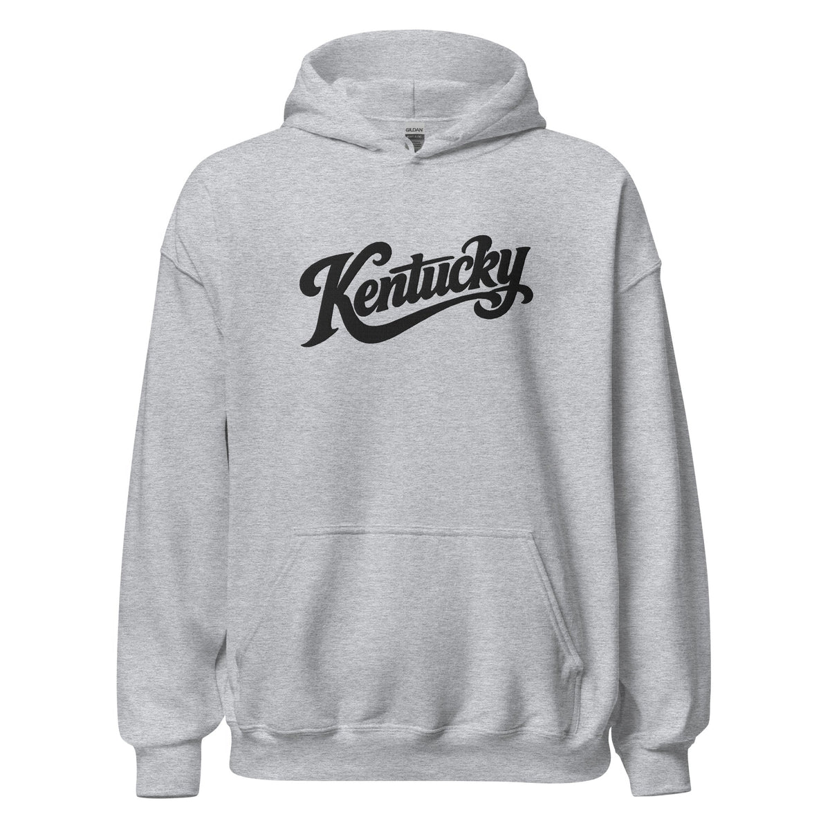 Kentucky Script Embroidered Hoodie | Black Stitch Bluegrass Pullover - Bluegrass Elite Apparel LLC