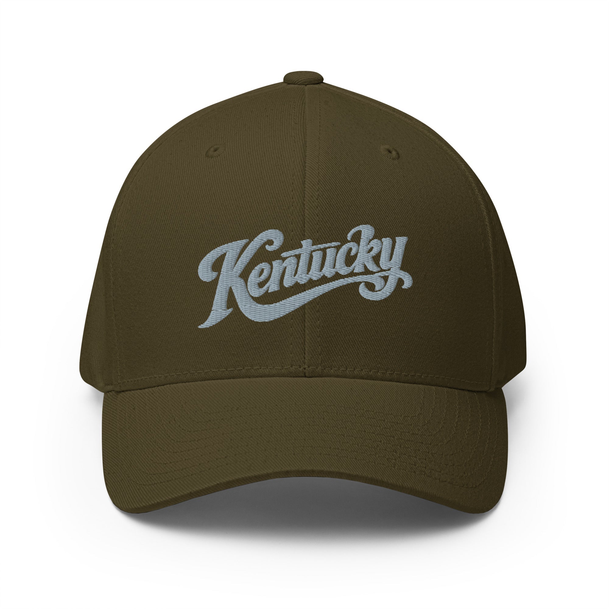 Kentucky Script Hat | Gray Vintage Stretch - Fit Cap - Bluegrass Elite Apparel LLC
