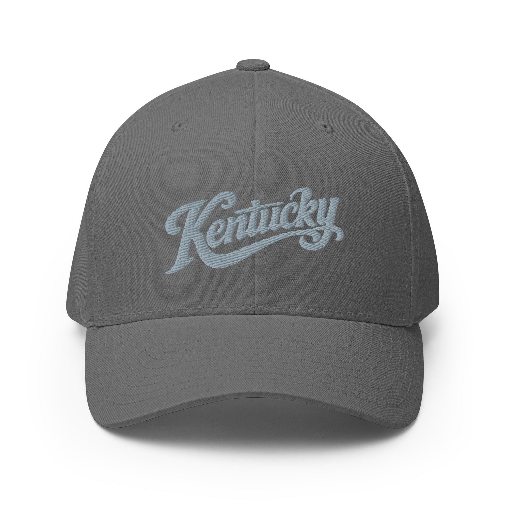 Kentucky Script Hat | Gray Vintage Stretch - Fit Cap - Bluegrass Elite Apparel LLC