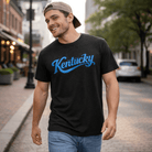 Kentucky Script T-Shirt | Blue Text Design | Elite Tri - Blend - Bluegrass Elite Apparel LLC