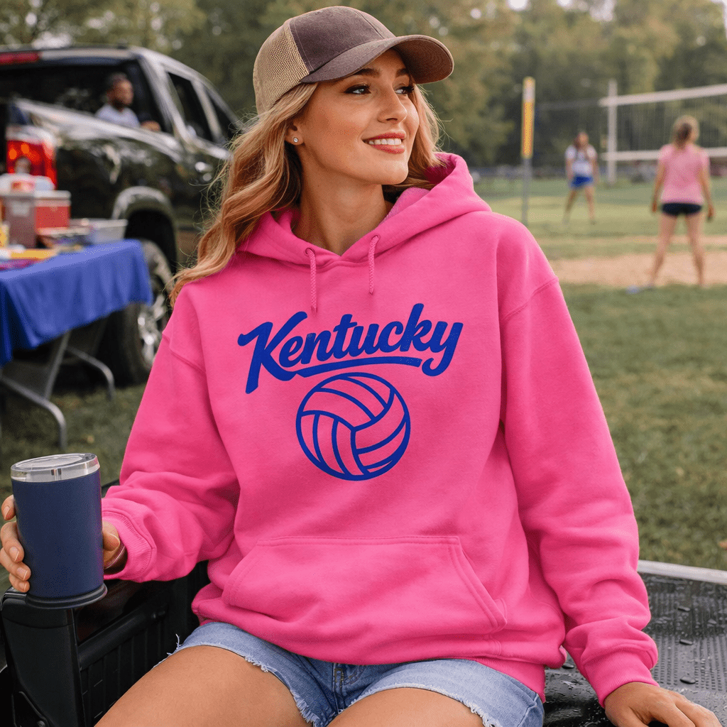 Kentucky Script Volleyball Hoodie | Script & Ball Design | Classic Pullover - Bluegrass Elite Apparel LLC