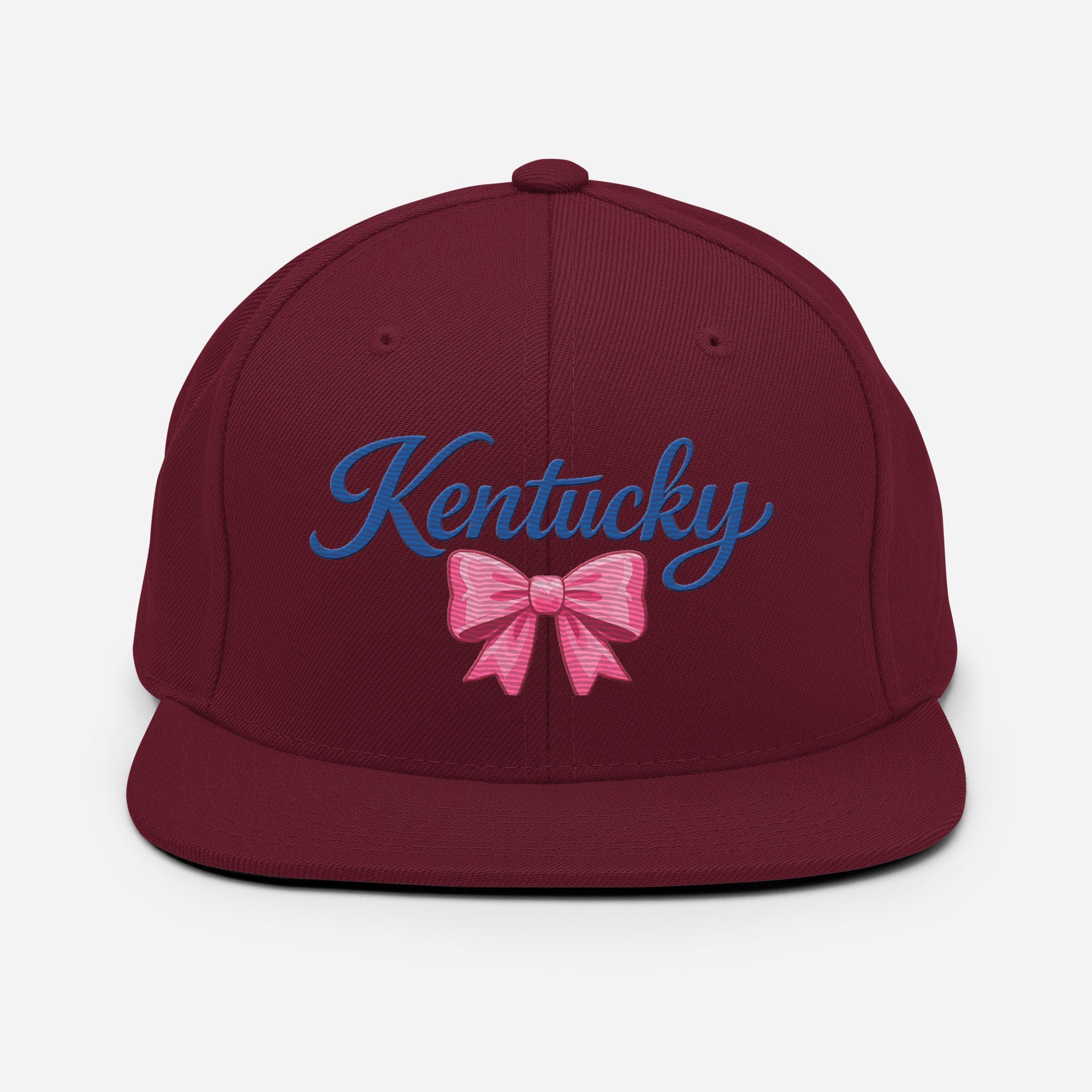 Kentucky Snapback Hat | Pink Bow Script Design | Classic Fit - Bluegrass Elite Apparel LLC