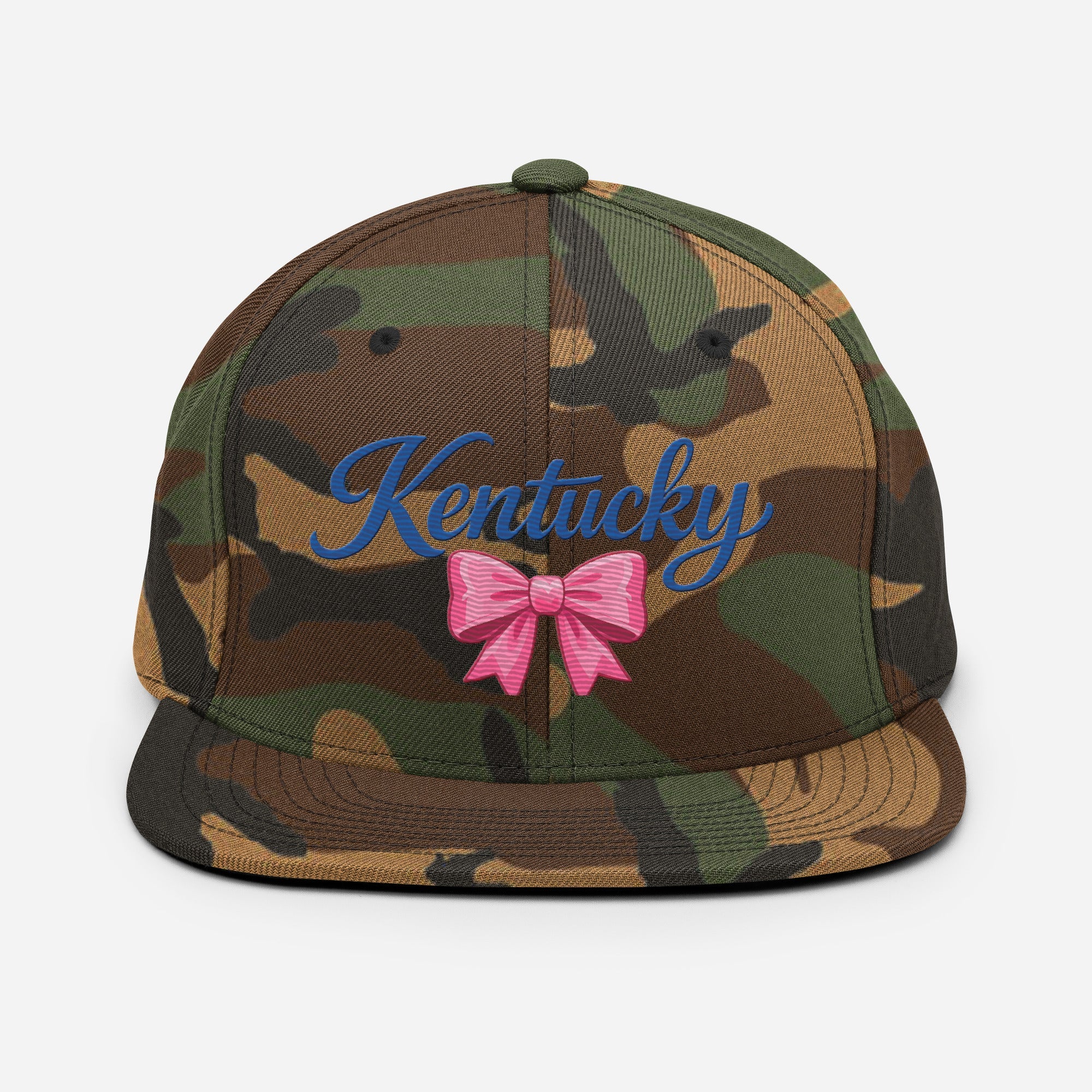 Kentucky Snapback Hat | Pink Bow Script Design | Classic Fit - Bluegrass Elite Apparel LLC