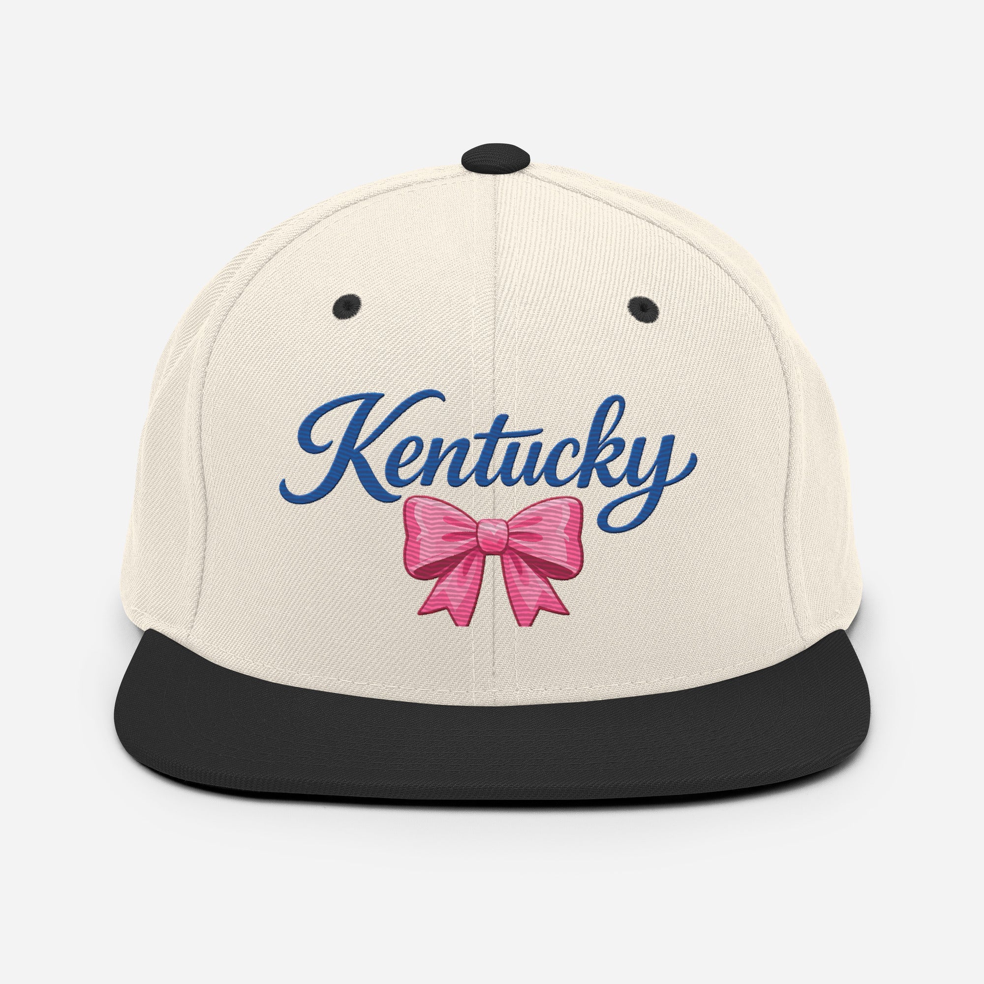 Kentucky Snapback Hat | Pink Bow Script Design | Classic Fit - Bluegrass Elite Apparel LLC